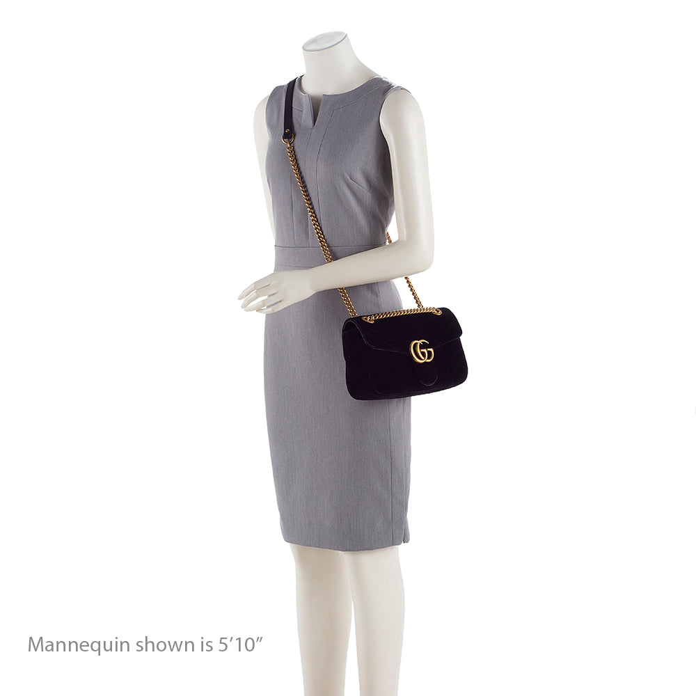 Gucci Matelasse Velvet Gucci Marmont Small Shoulder Bag (SHF-19219)