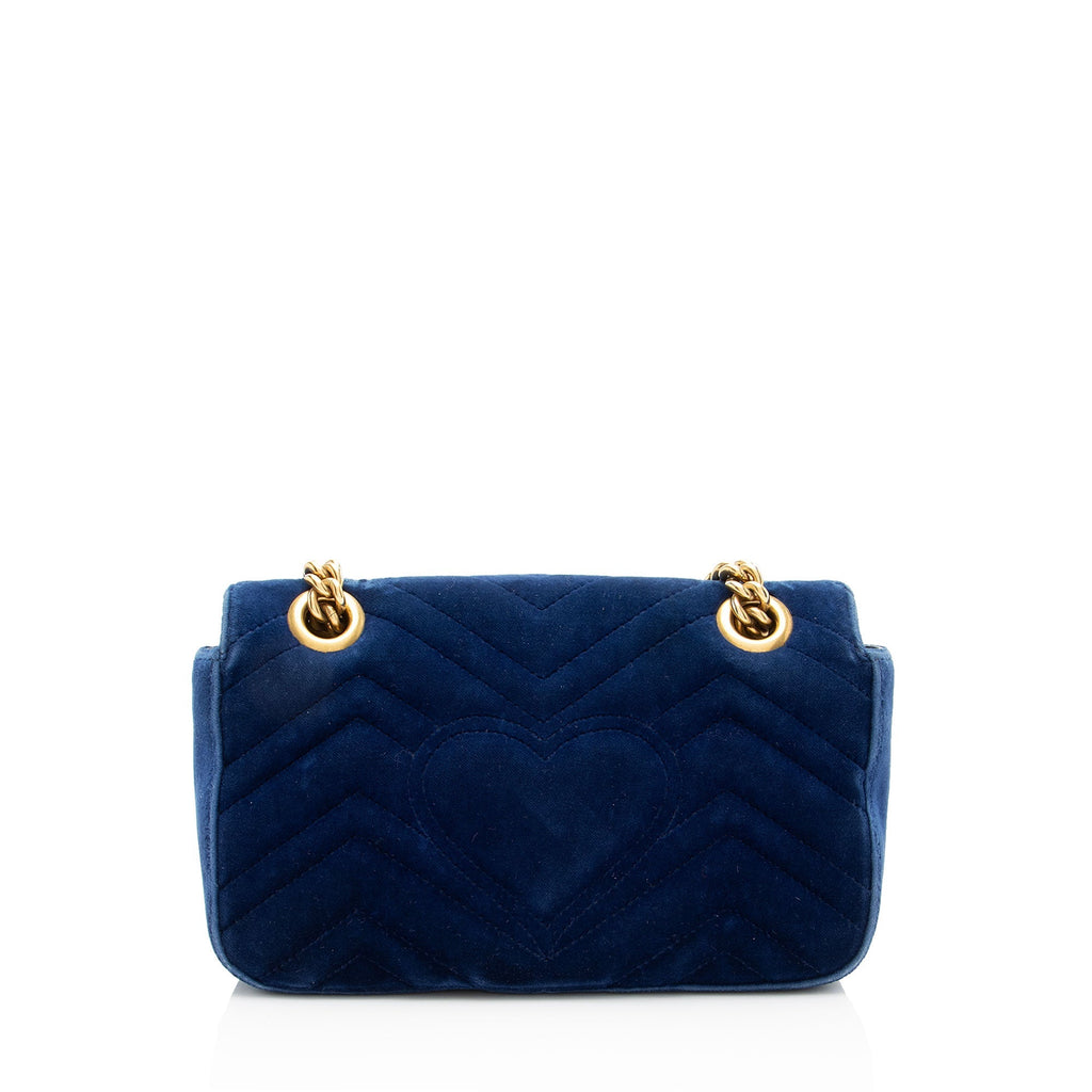 Gucci Matelasse Velvet GG Marmont Small Flap Bag