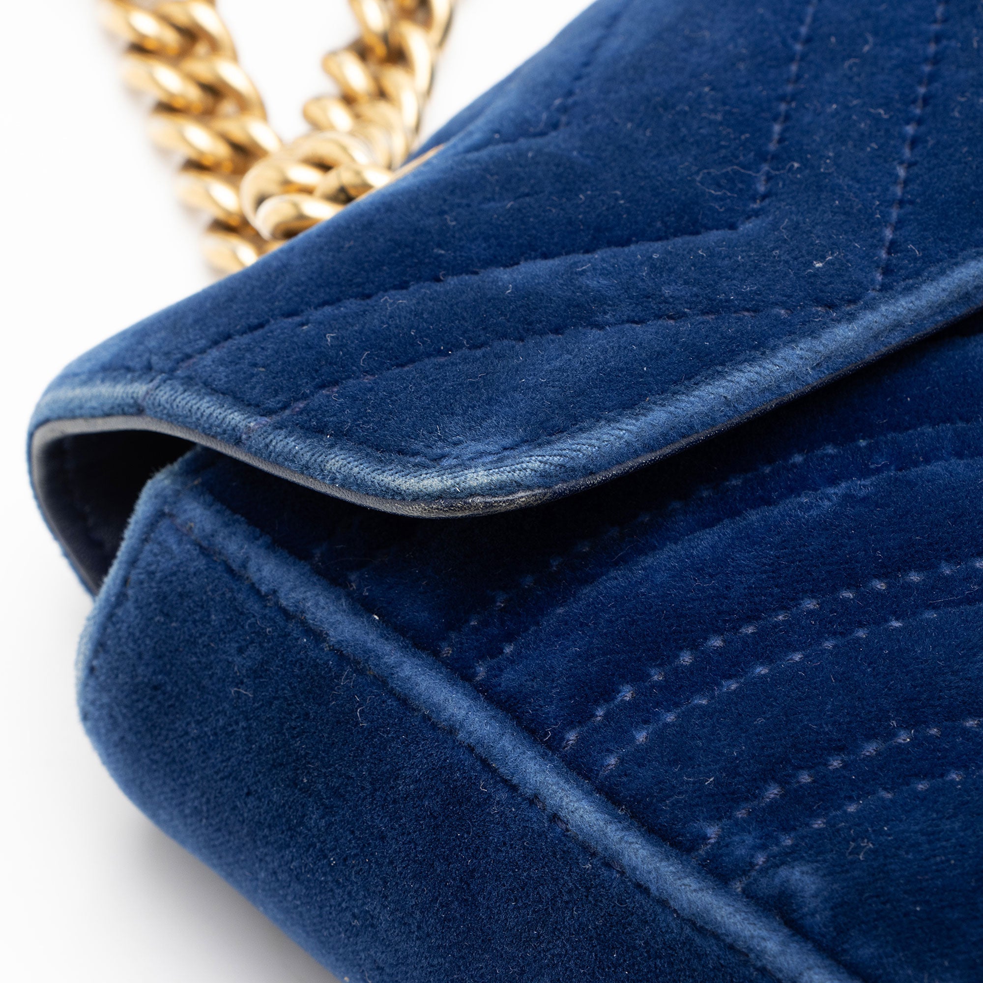 Gucci Matelasse Velvet GG Marmont Small Flap Bag