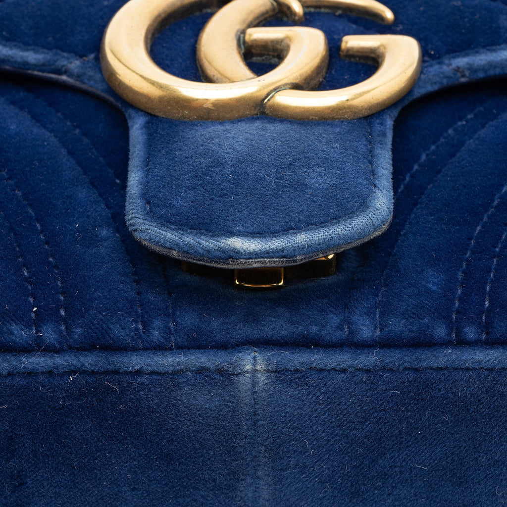 Gucci Matelasse Velvet GG Marmont Small Flap Bag
