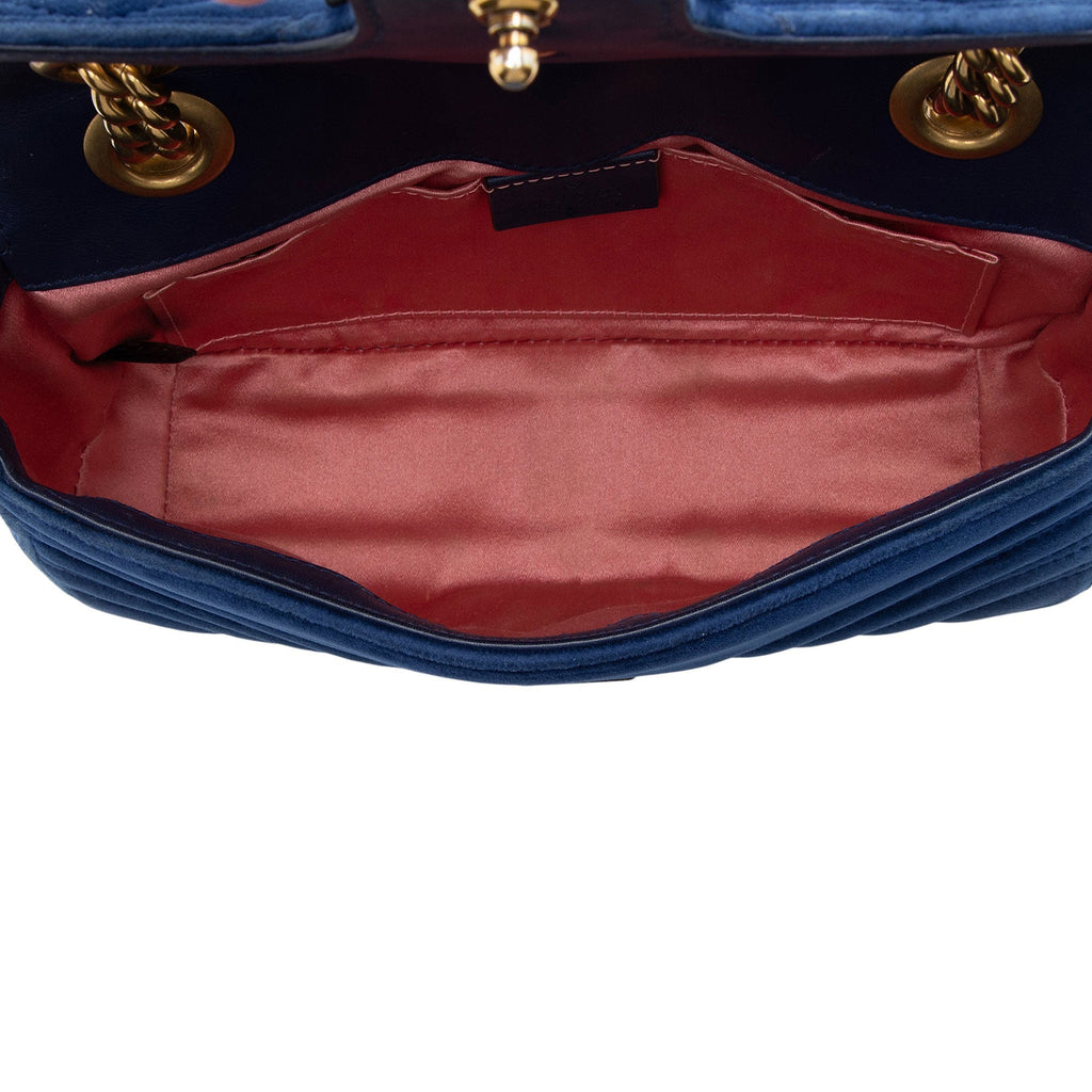 Gucci Matelasse Velvet GG Marmont Small Flap Bag
