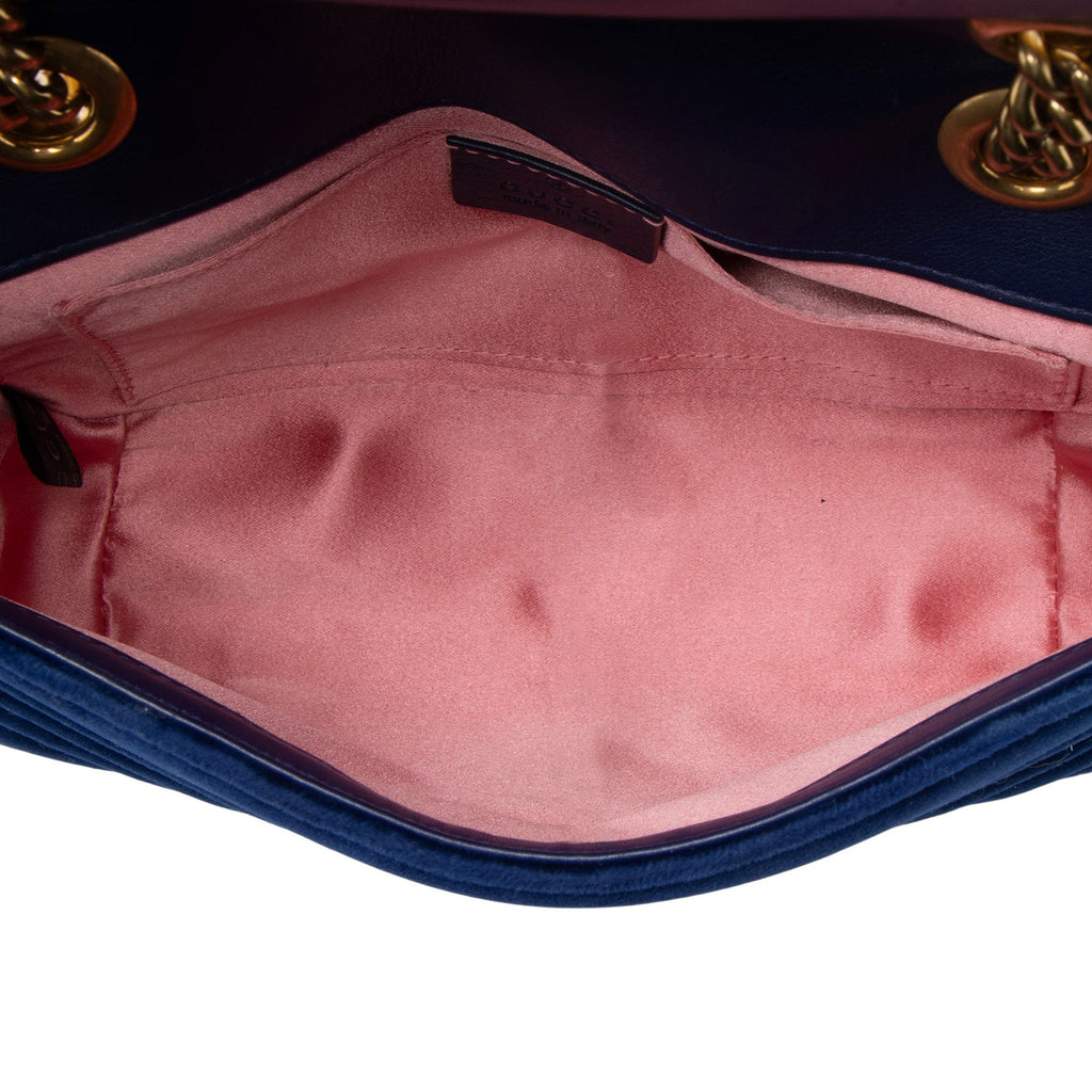 Gucci Matelasse Velvet GG Marmont Small Flap Bag