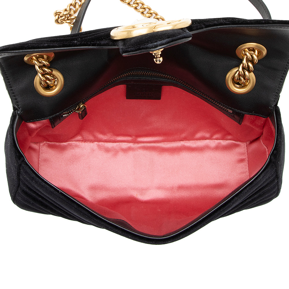 Gucci Matelasse Velvet Gucci Marmont Small Shoulder Bag (SHF-19219)