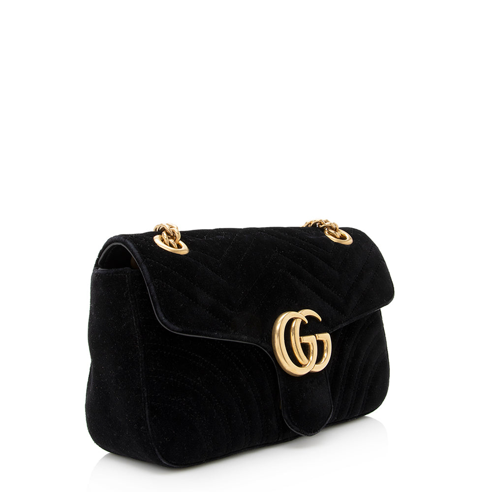 Gucci Matelasse Velvet Gucci Marmont Small Shoulder Bag (SHF-19219)