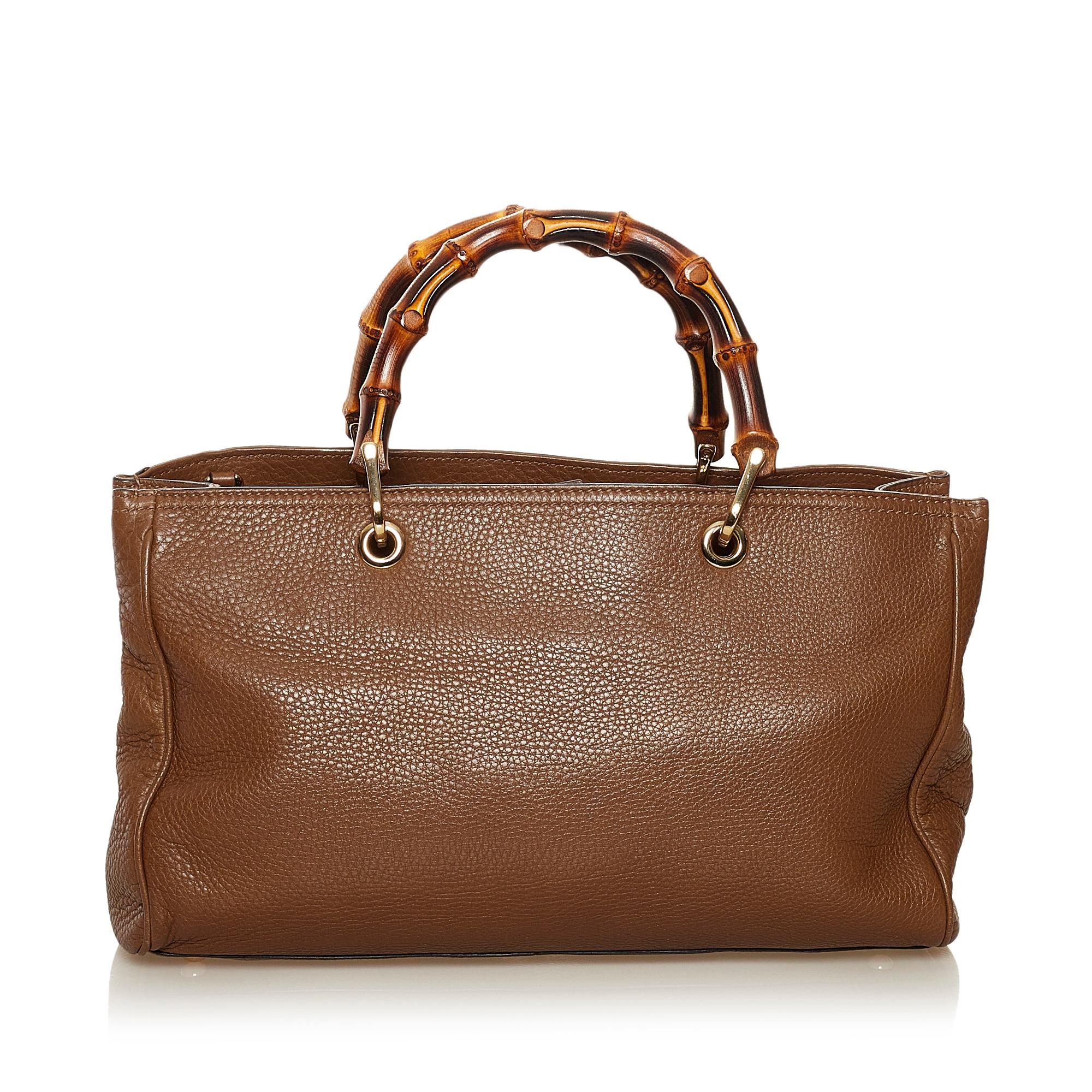 Gucci Medium Bamboo Shopper Leather Satchel (SHG-34935)