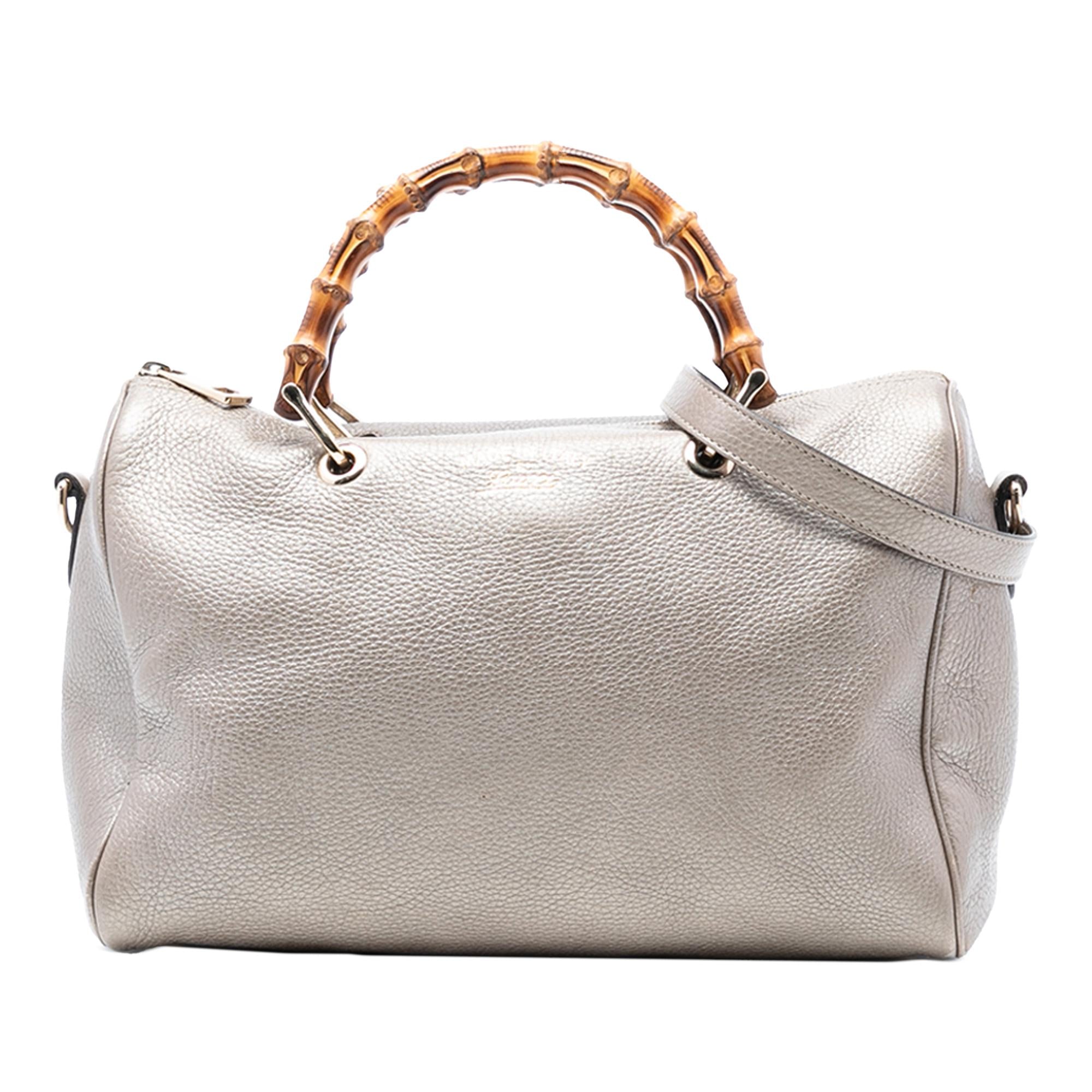 Gucci Medium Calfskin Bamboo Shopper Boston Bag