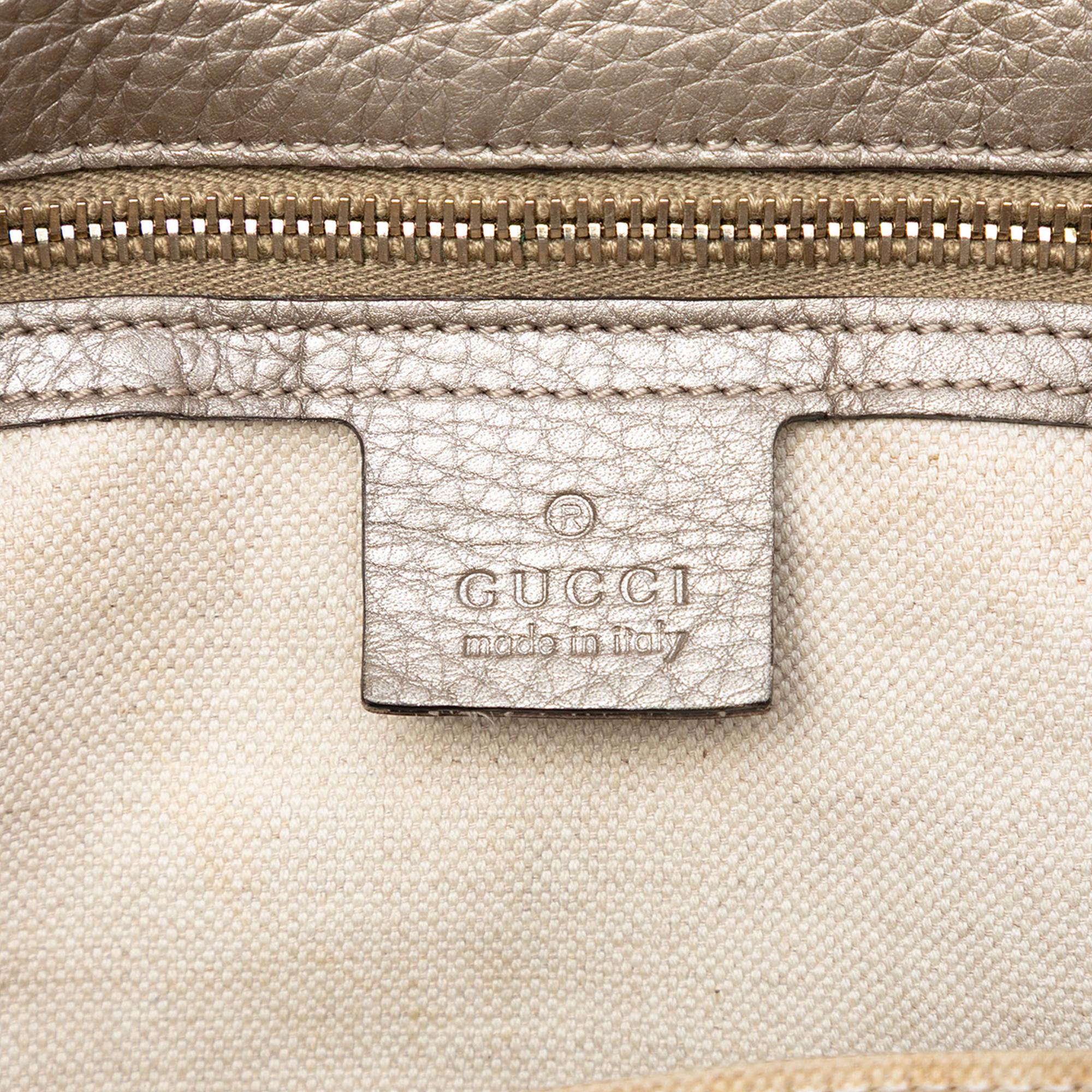 Gucci Medium Calfskin Bamboo Shopper Boston Bag