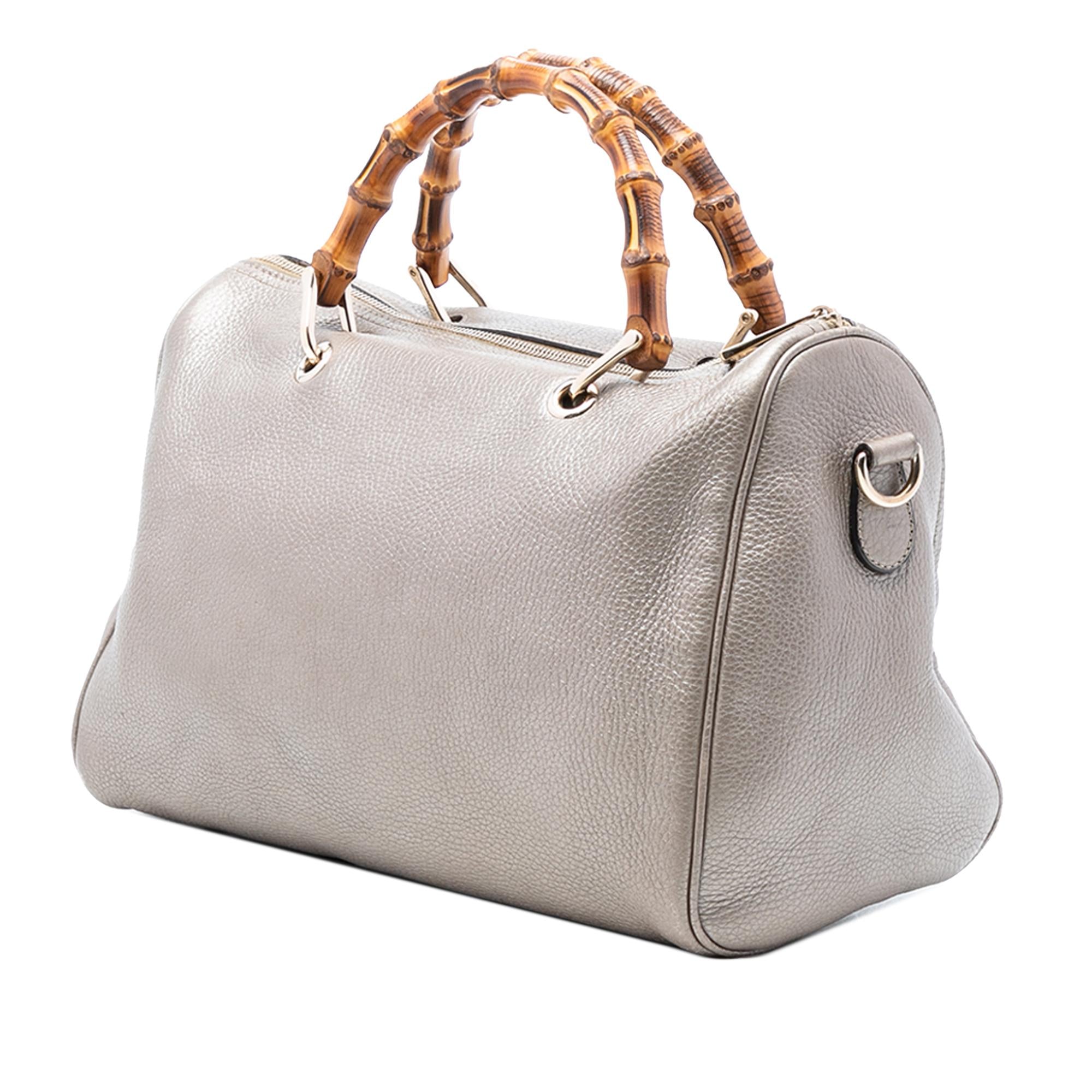 Gucci Medium Calfskin Bamboo Shopper Boston Bag