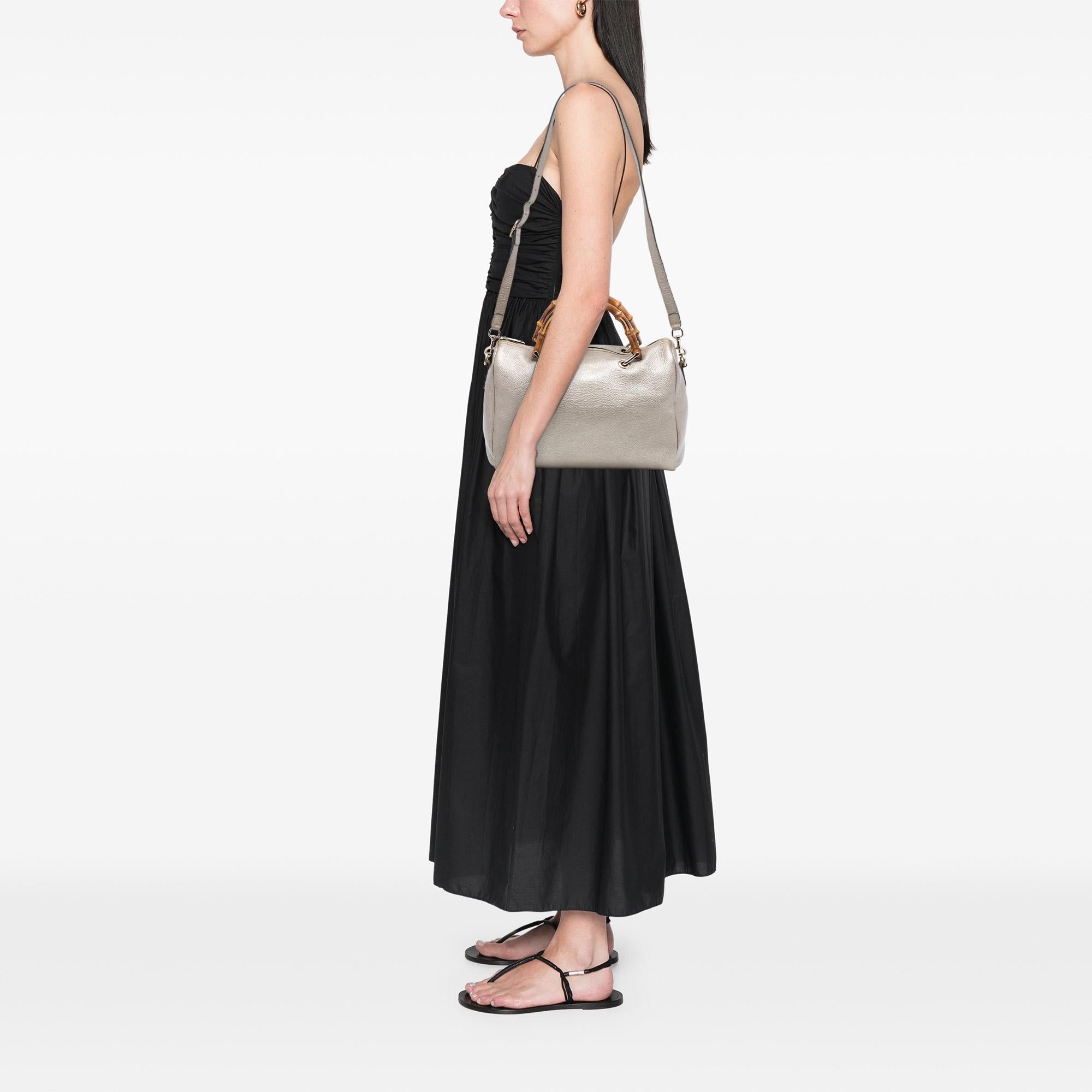 Gucci Medium Calfskin Bamboo Shopper Boston Bag