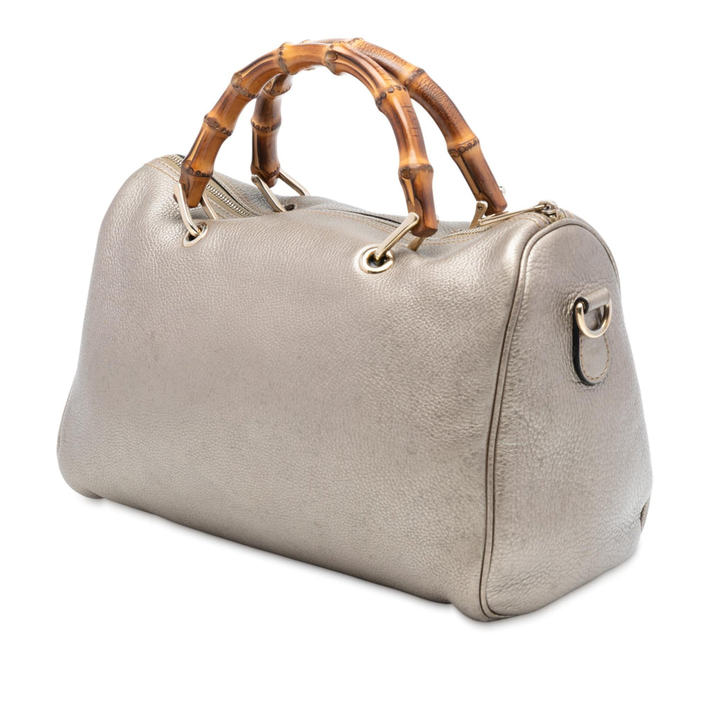 Gucci Medium Calfskin Bamboo Shopper Boston Bag