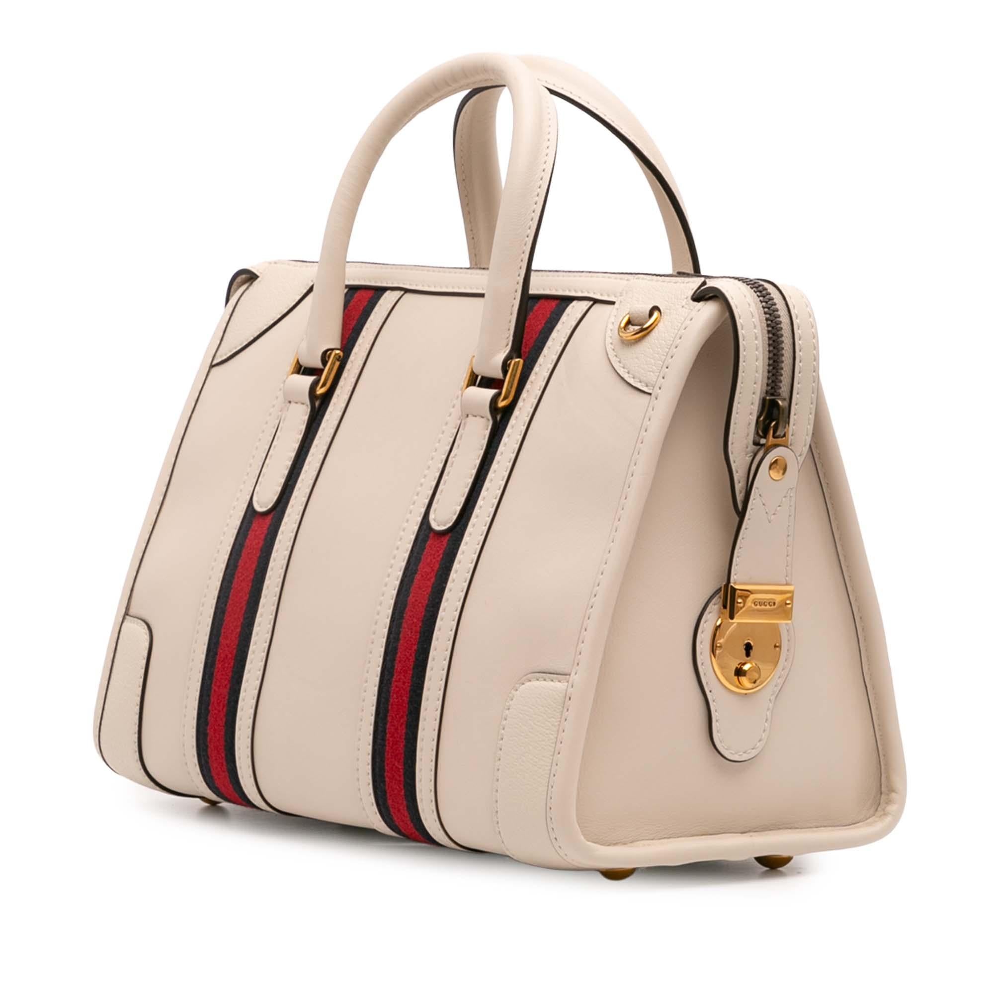 Gucci Medium Calfskin Web Bauletto Top Handle Bag