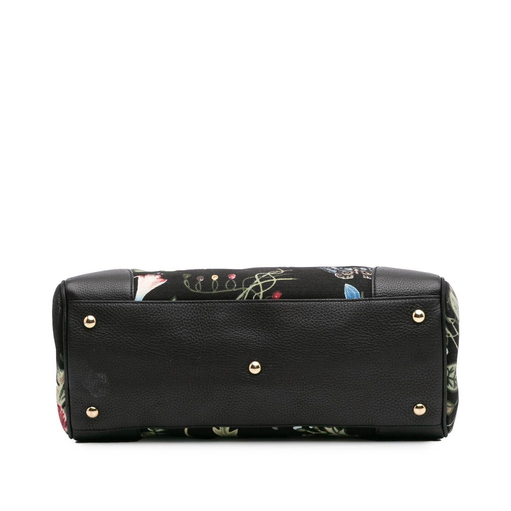Gucci Medium Canvas Bamboo Shopper Flora Knight Satchel