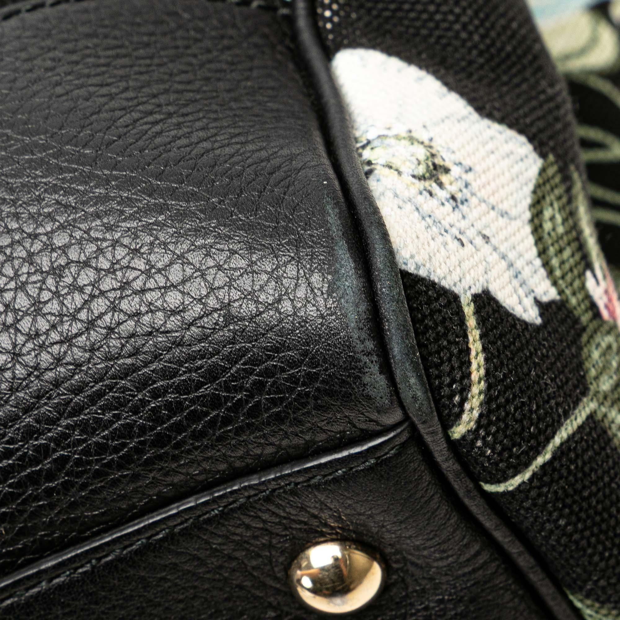 Gucci Medium Canvas Bamboo Shopper Flora Knight Satchel
