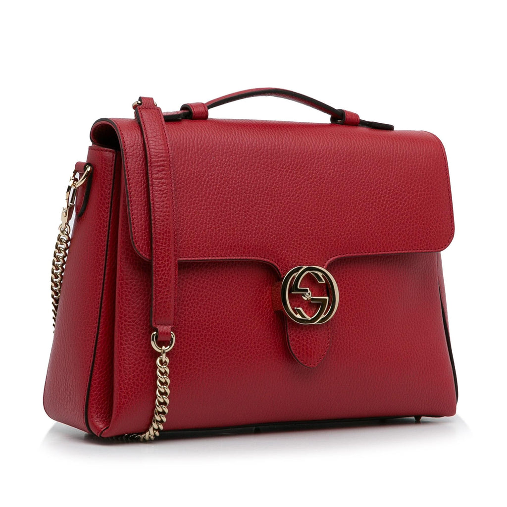 Gucci Medium Dollar Calf Interlocking G Satchel (SHG-AMhH0L)