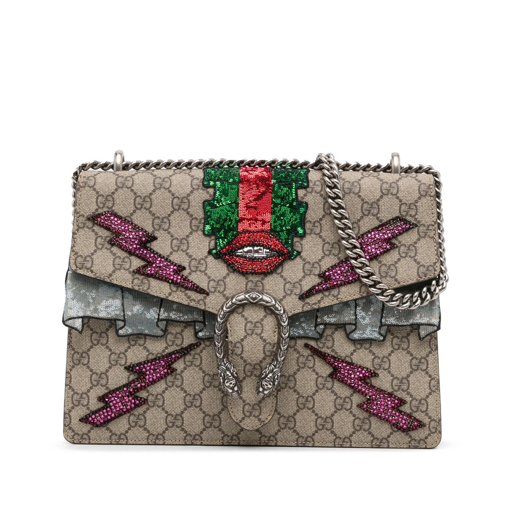Gucci Medium Embellished GG Supreme Dionysus Shoulder Bag (SHG-lkC3tu)