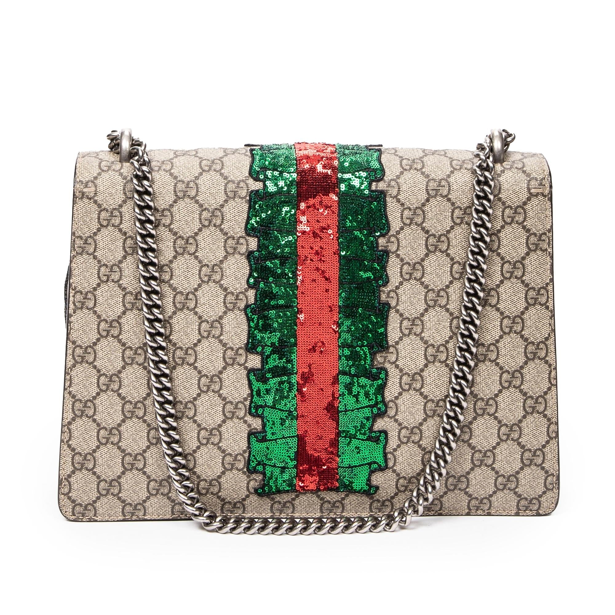 Gucci Medium Embellished GG Supreme Dionysus Shoulder Bag (SHG-jB9ofC)