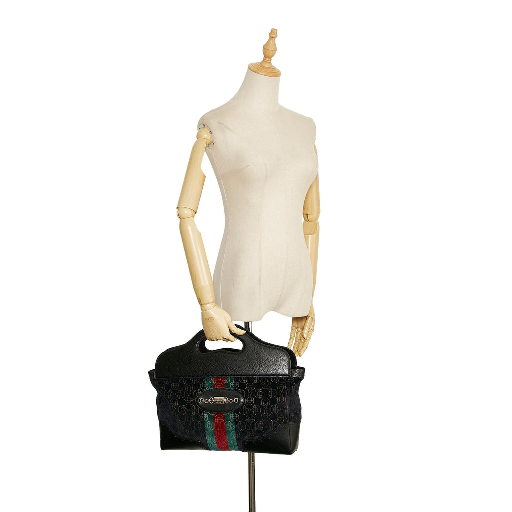 Gucci Medium Embossed Horsebit Velvet Punch Tote (SHG-LahSsr)
