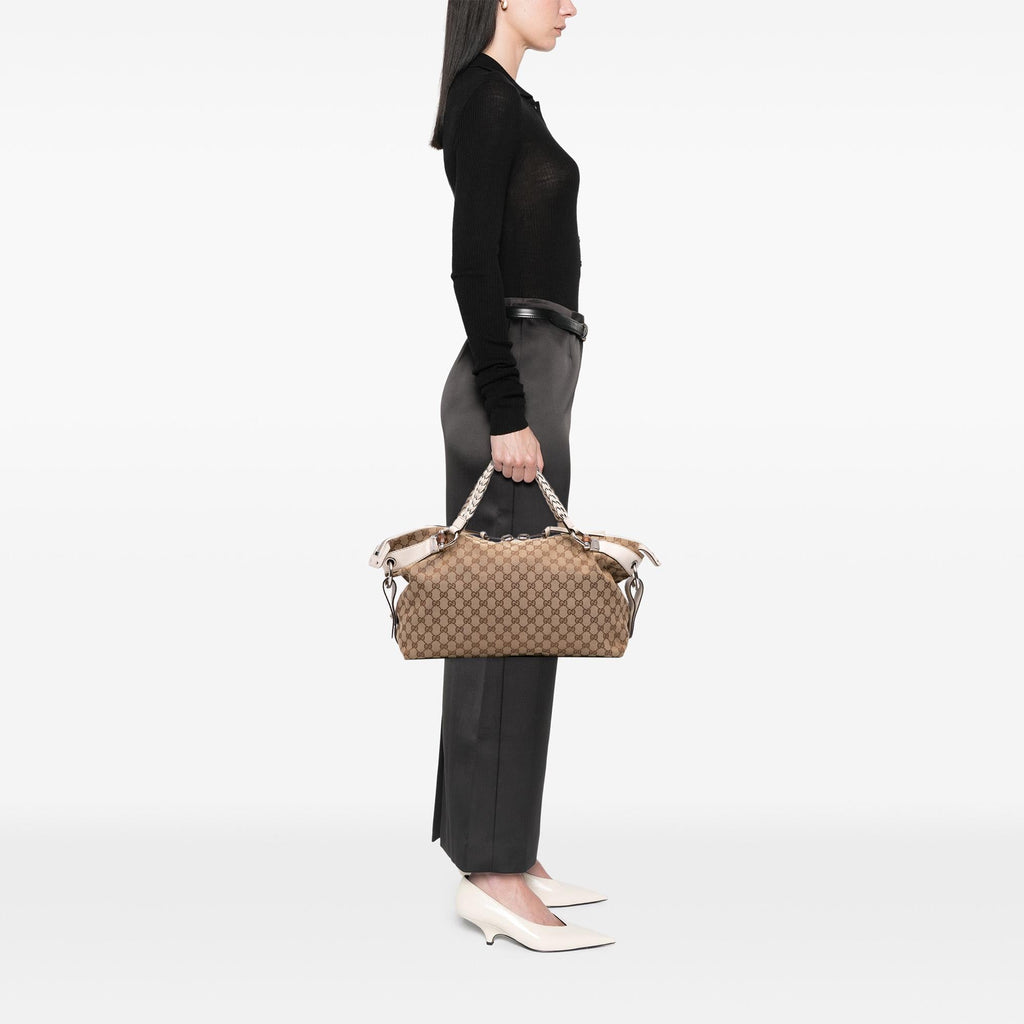Gucci Medium GG Canvas Bamboo Bar Tote