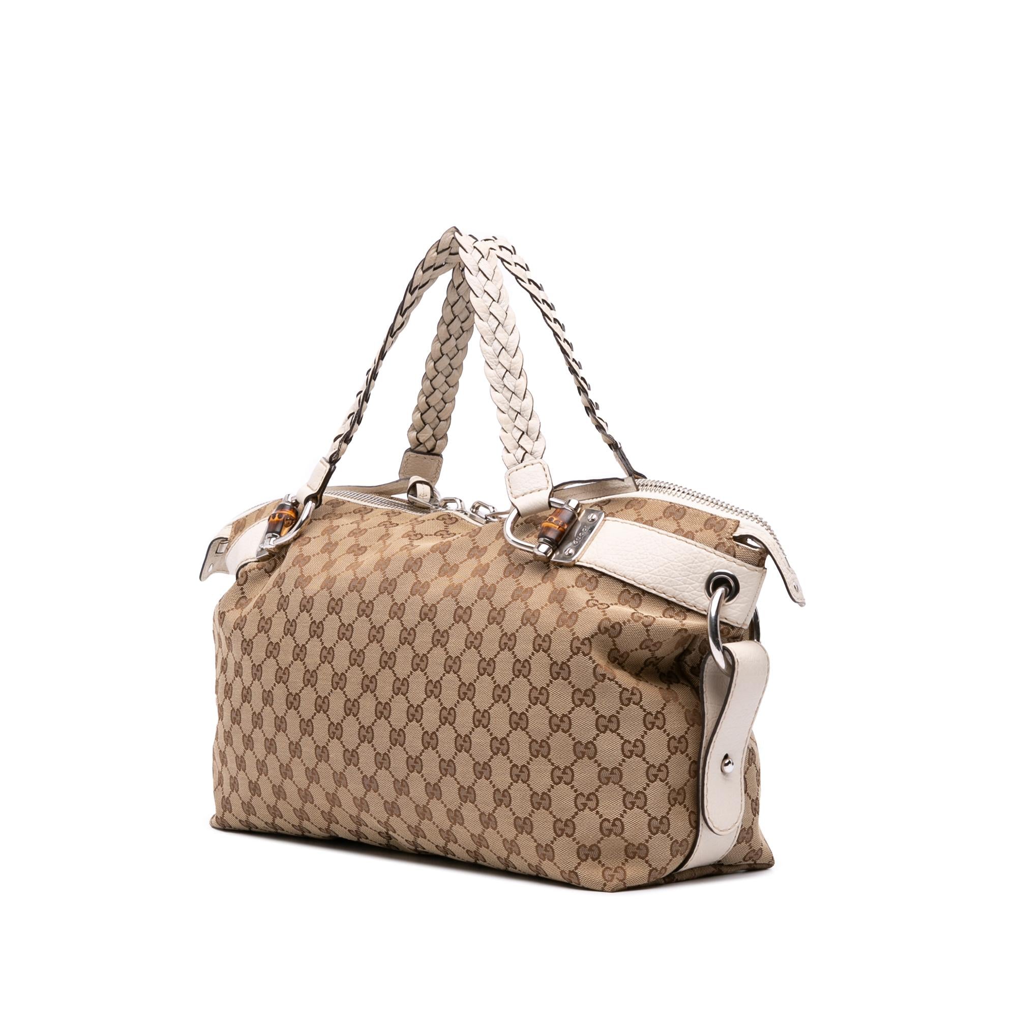 Gucci Medium GG Canvas Bamboo Bar Tote