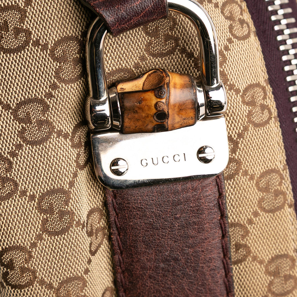 Gucci Medium GG Canvas Bamboo Bar Tote