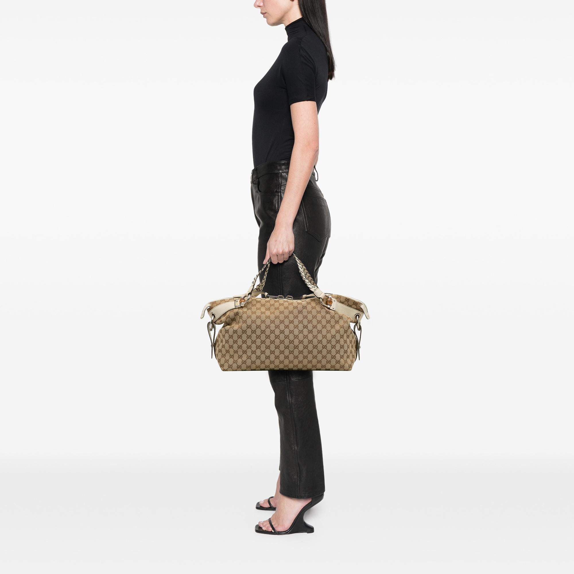 Gucci Medium GG Canvas Bamboo Bar Tote