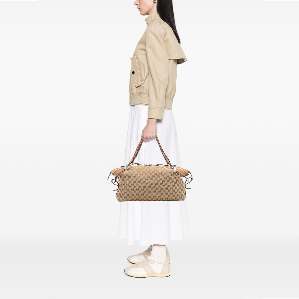 Gucci Medium GG Canvas Bamboo Bar Tote