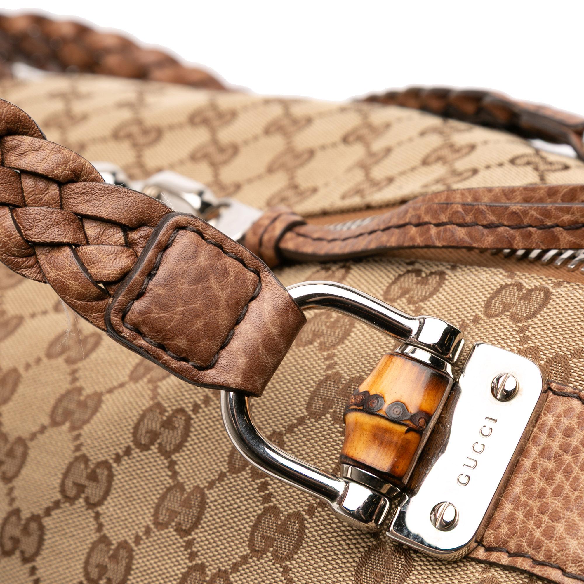 Gucci Medium GG Canvas Bamboo Bar Tote
