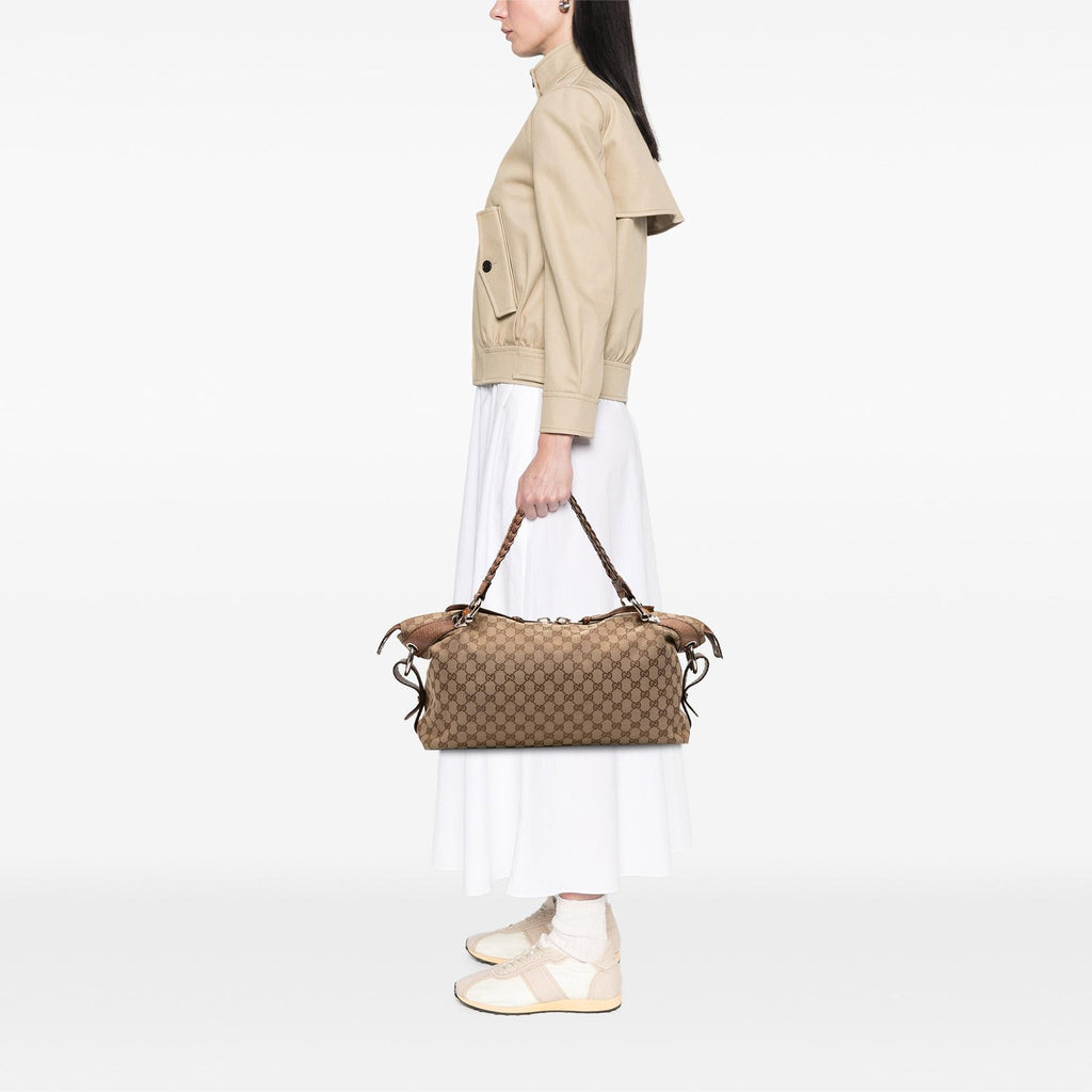 Gucci Medium GG Canvas Bamboo Bar Tote