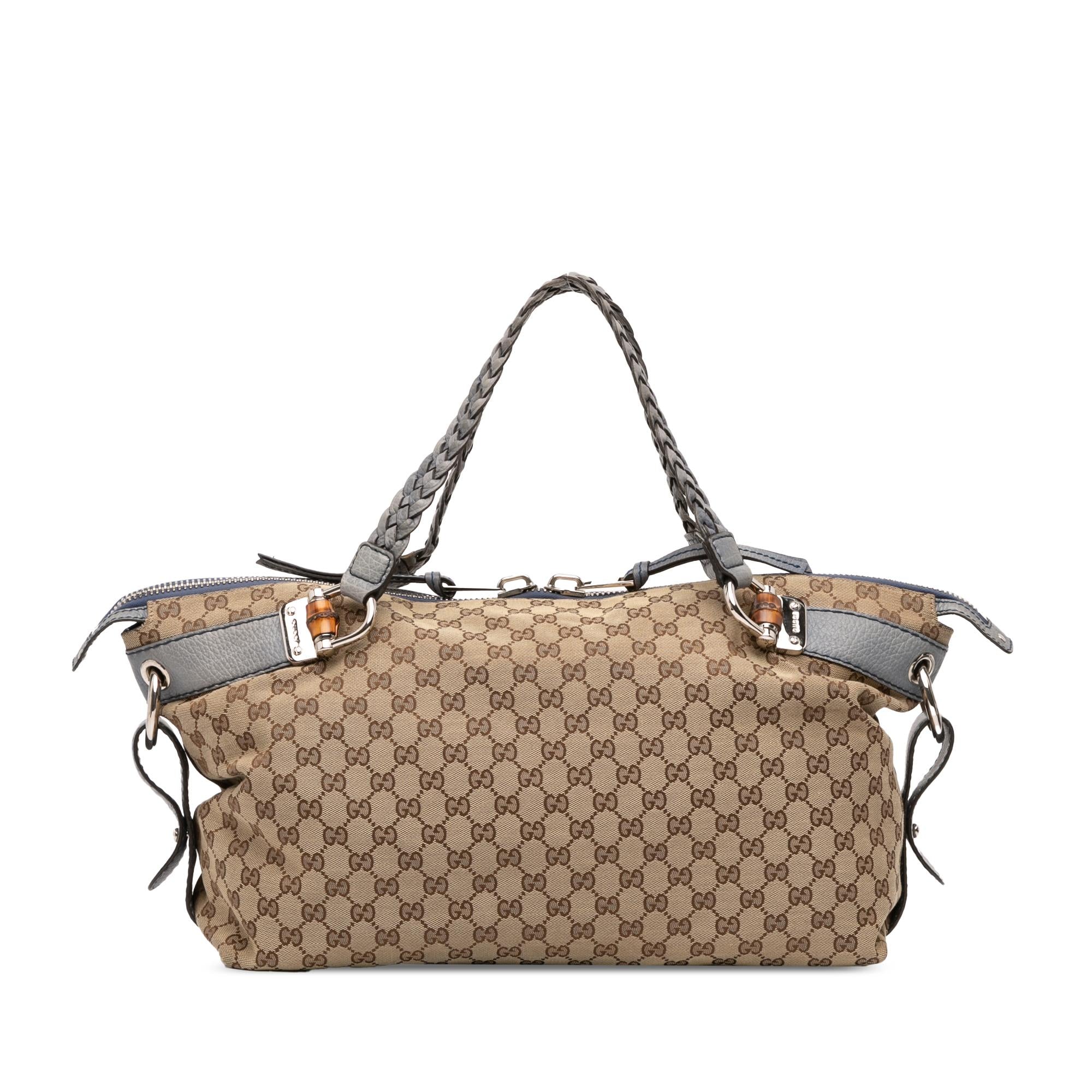 Gucci Medium GG Canvas Bamboo Bar Tote