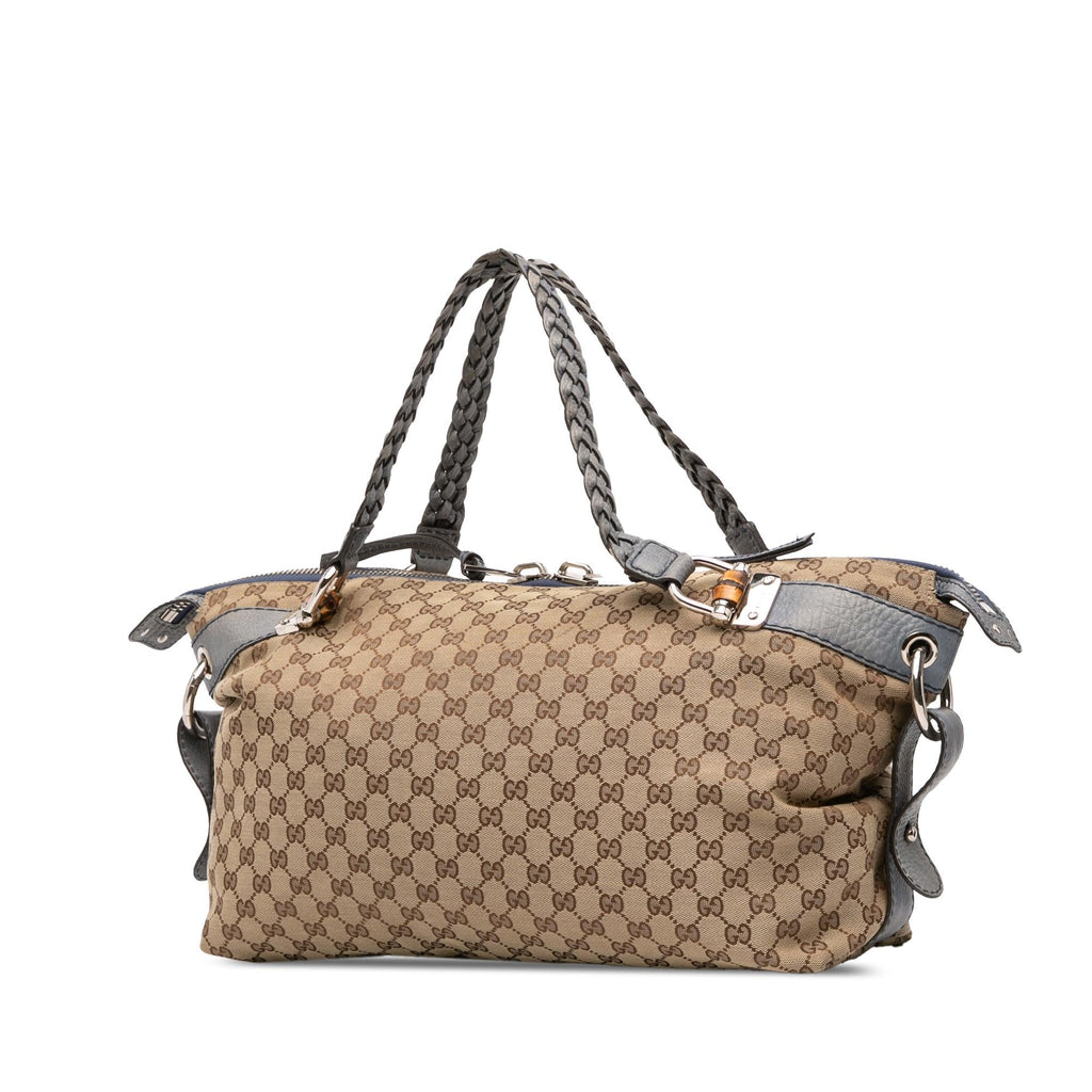 Gucci Medium GG Canvas Bamboo Bar Tote