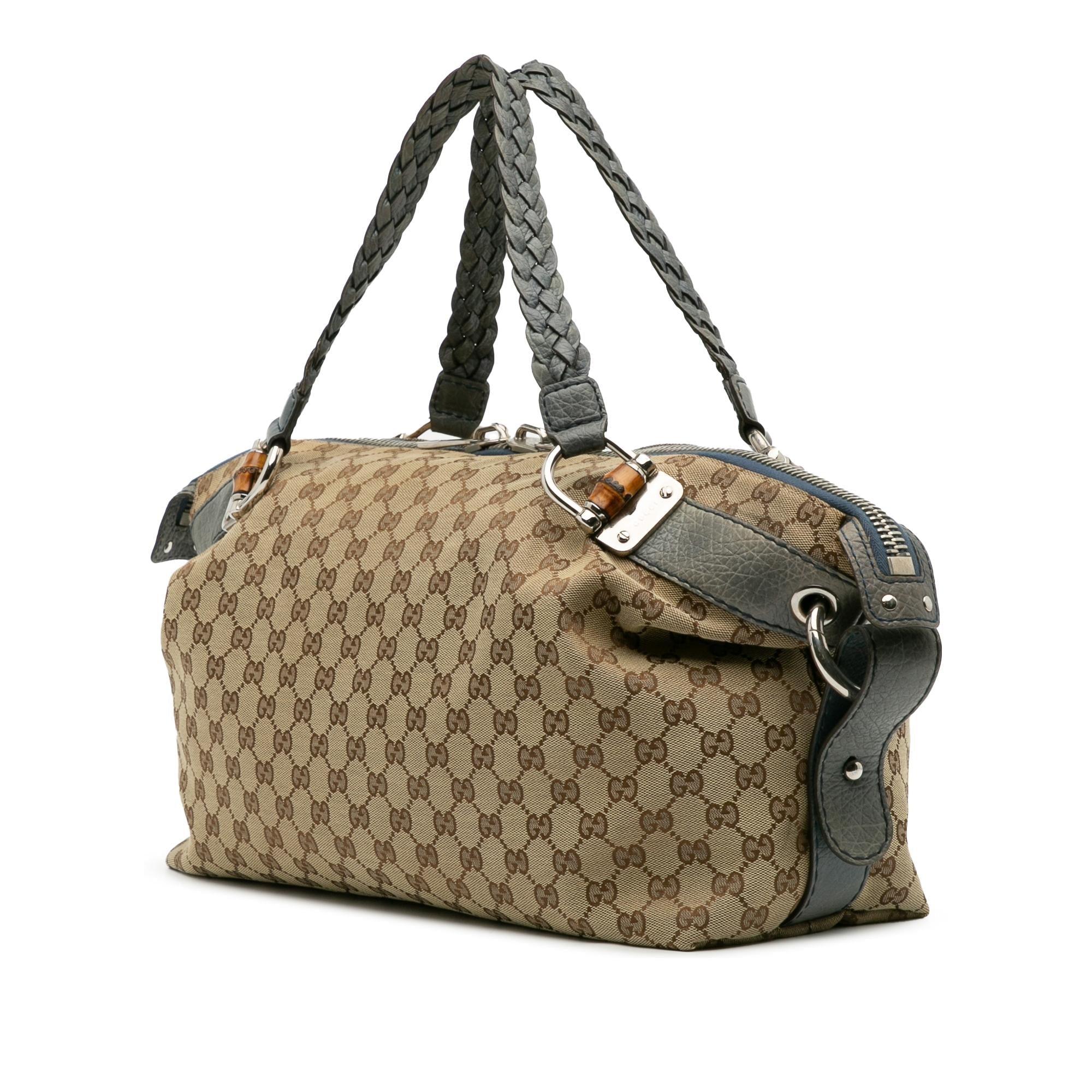 Gucci Medium GG Canvas Bamboo Bar Tote
