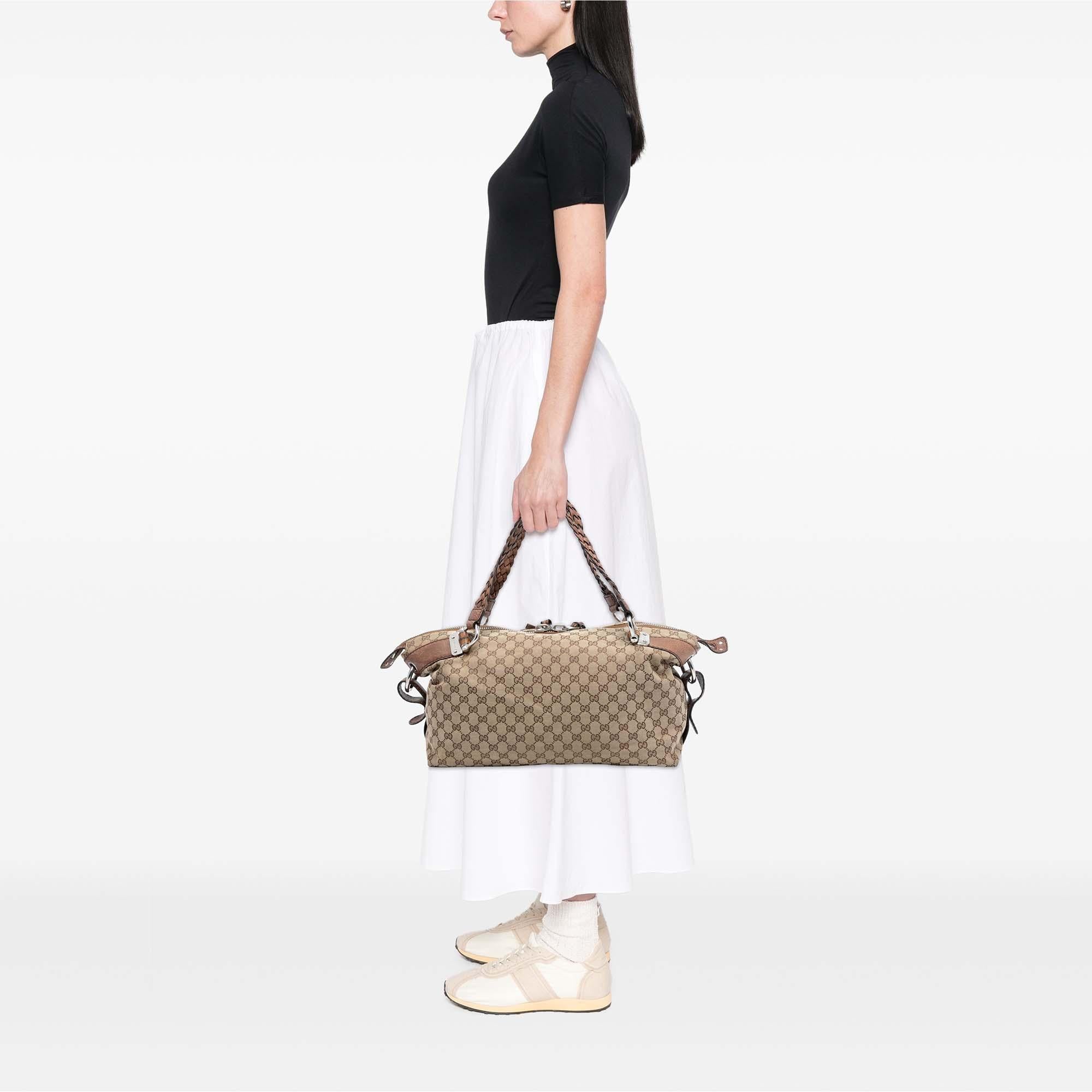 Gucci Medium GG Canvas Bamboo Bar Tote