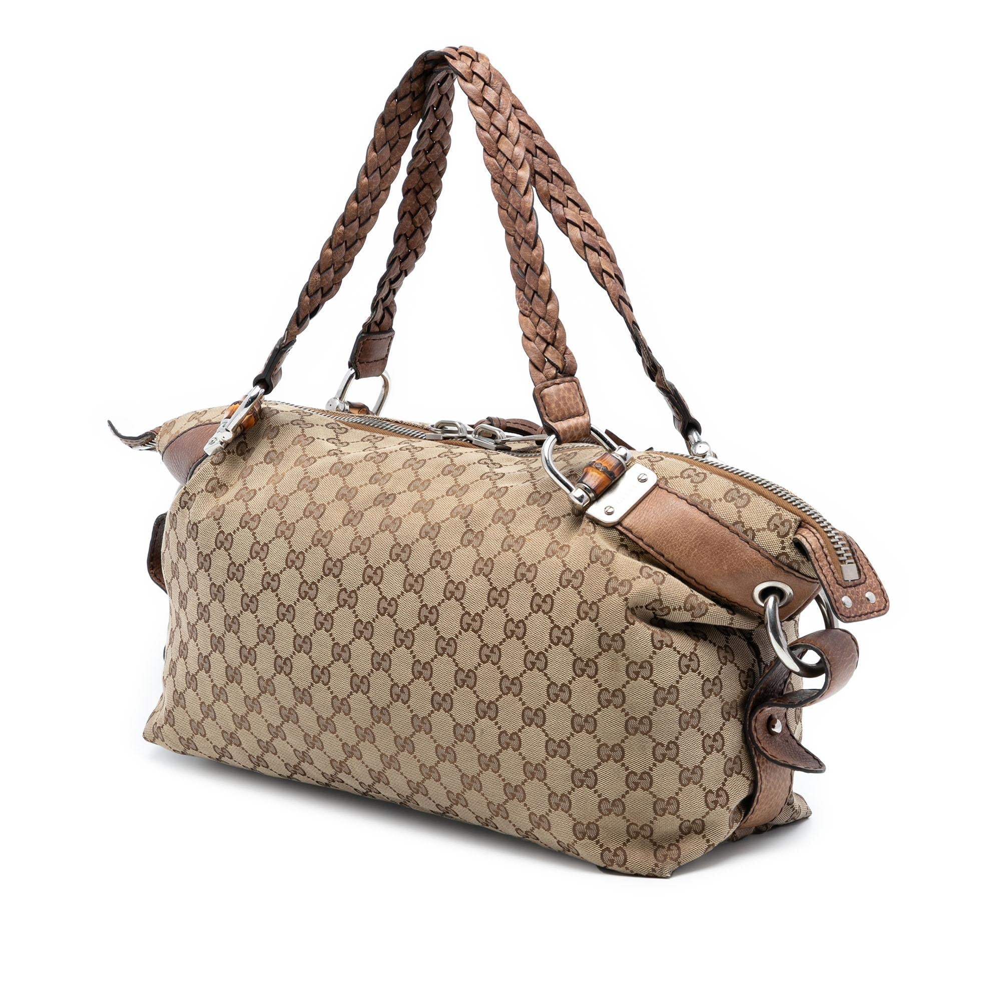 Gucci Medium GG Canvas Bamboo Bar Tote