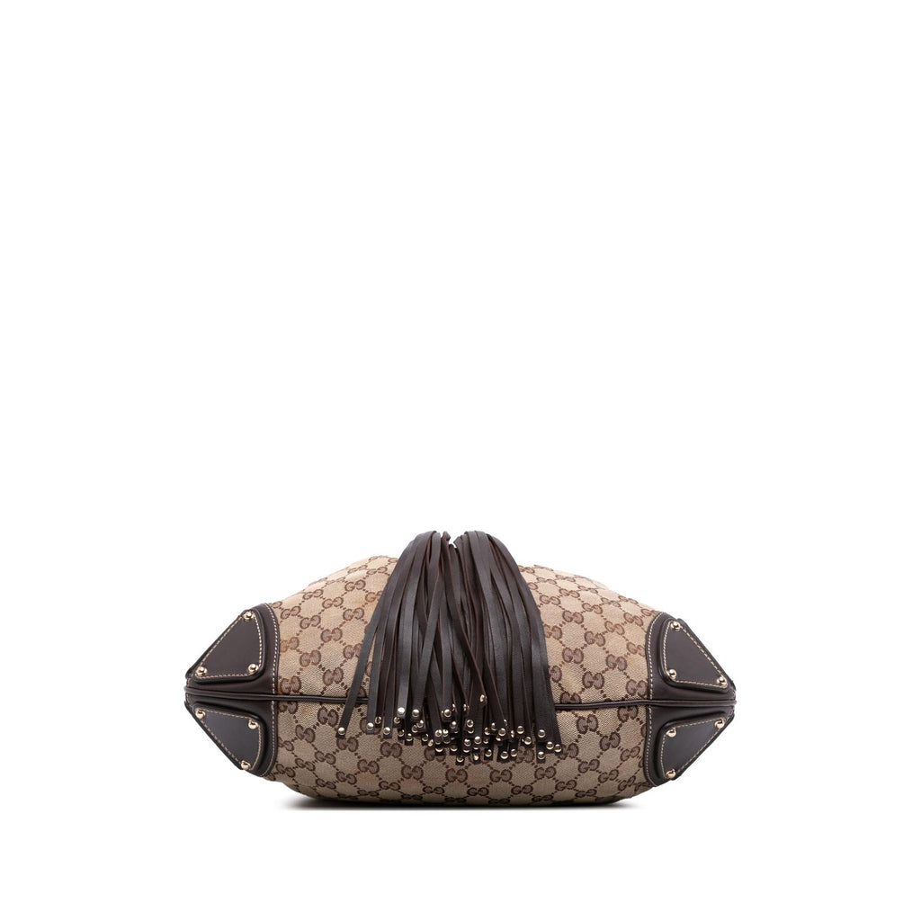 Gucci Medium GG Canvas Bamboo Indy Hobo