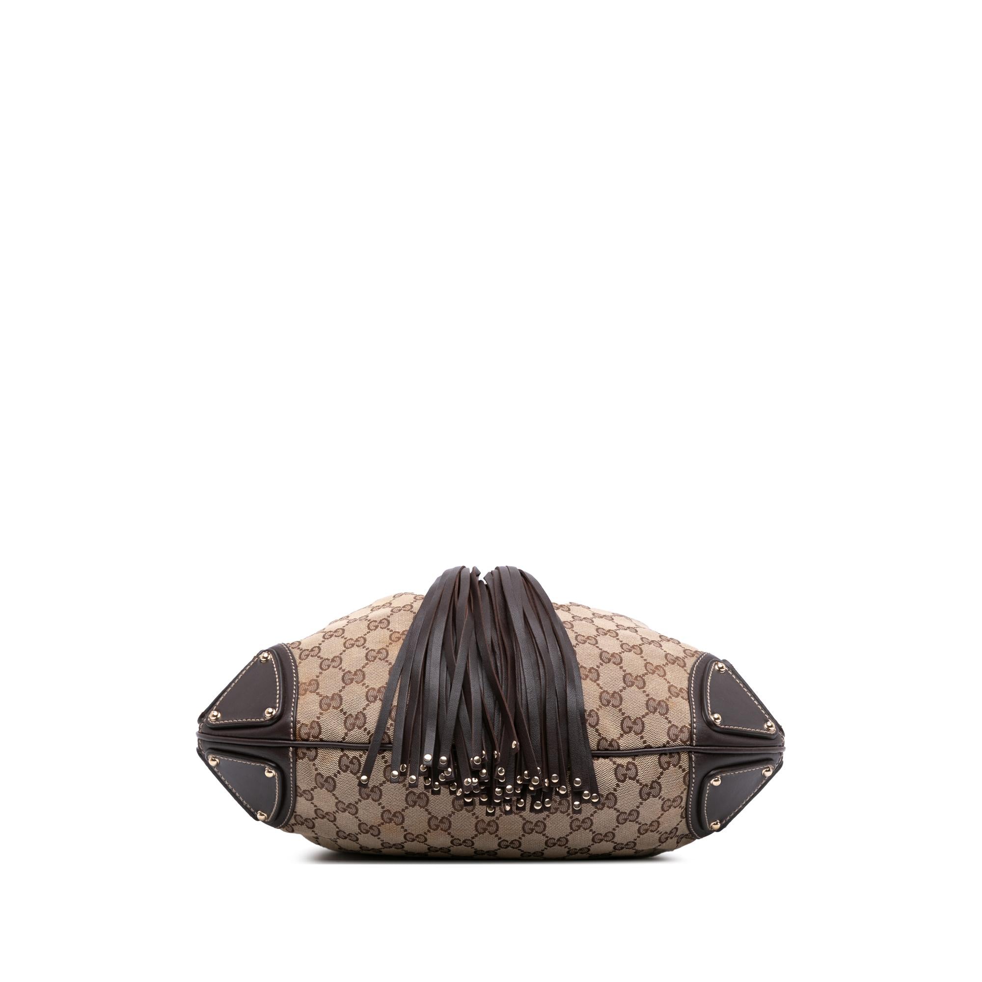 Gucci Medium GG Canvas Bamboo Indy Hobo