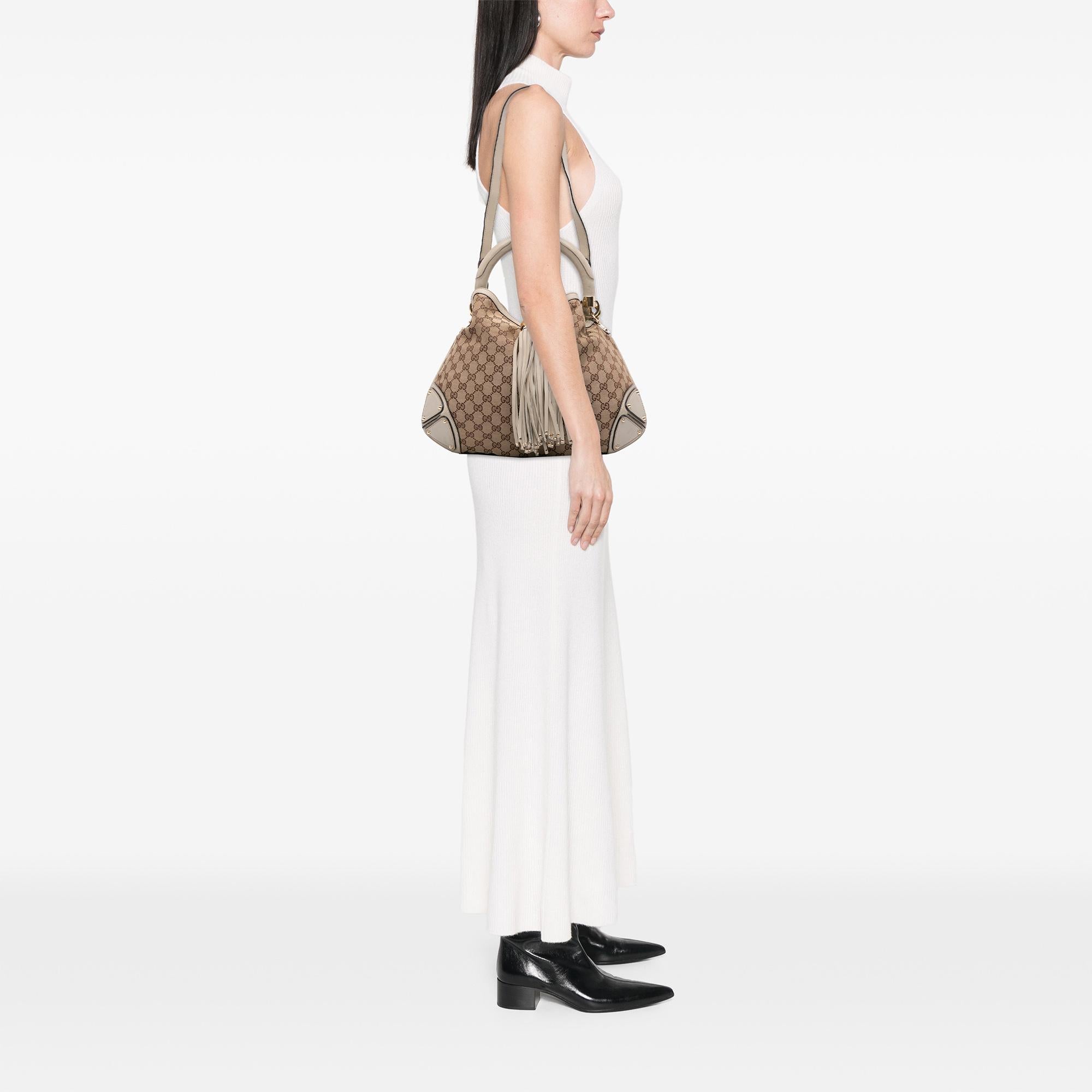Gucci Medium GG Canvas Bamboo Indy Hobo