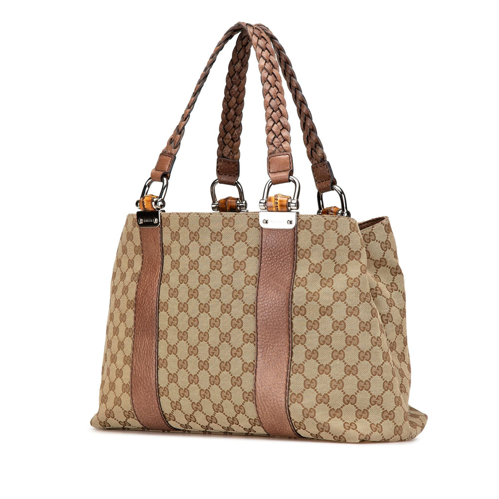 Gucci Medium GG Canvas Bamboo Libeccio Tote