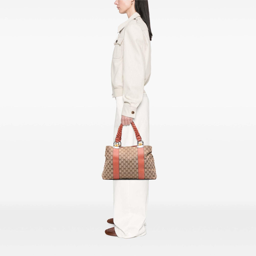 Gucci Medium GG Canvas Bamboo Libeccio Tote