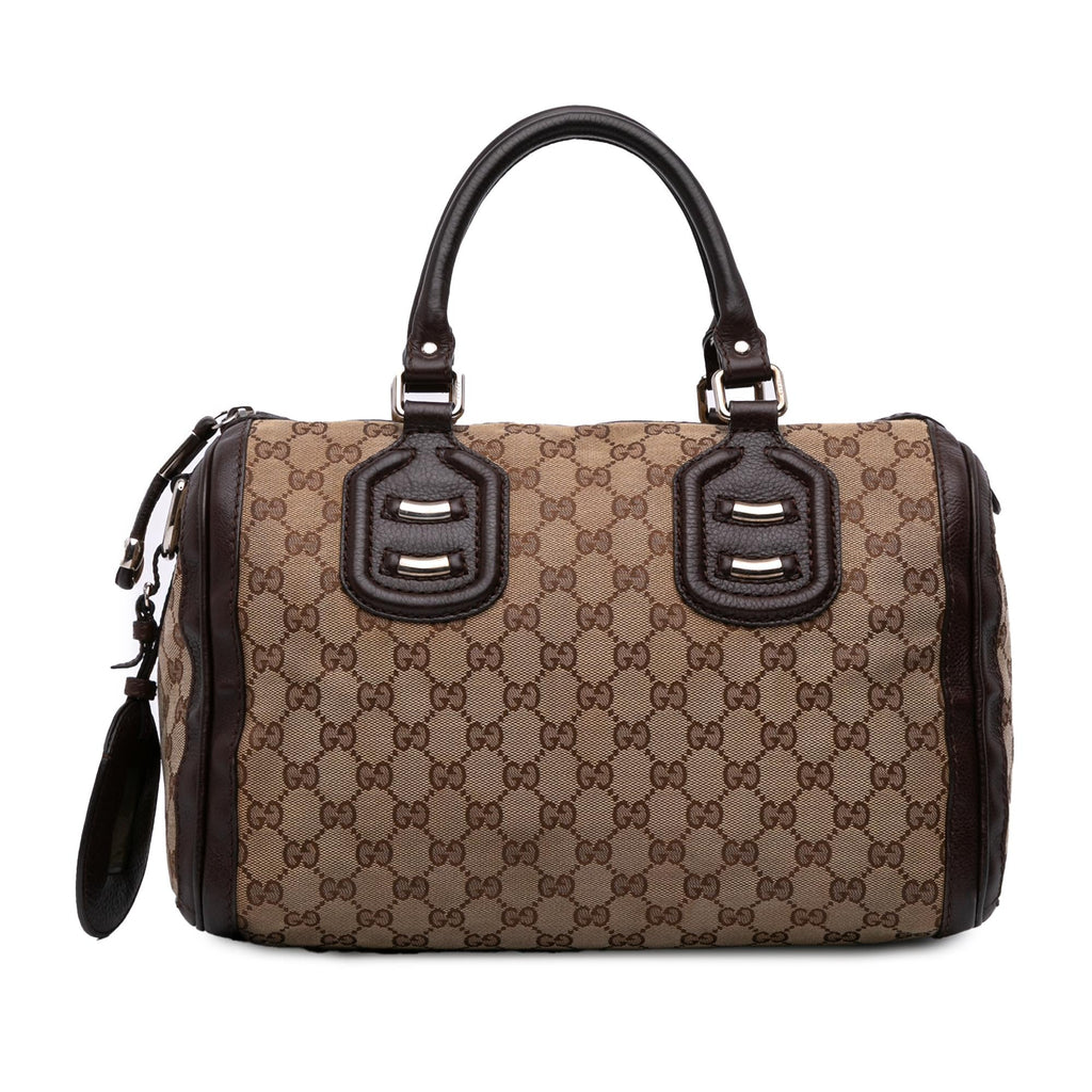 Gucci Medium GG Canvas Techno Tag Boston Bag