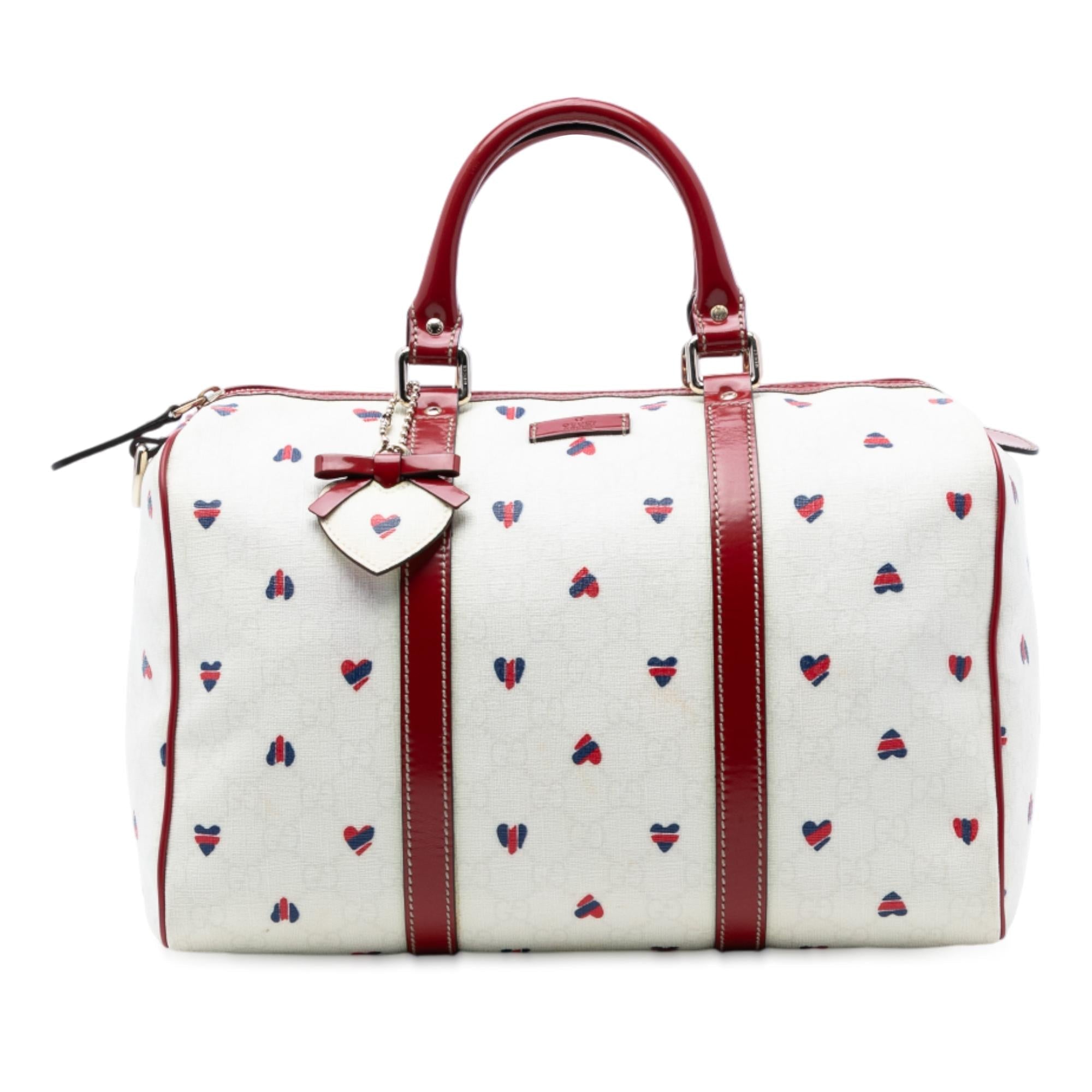Gucci Medium GG Supreme Hearts Joy Boston Bag