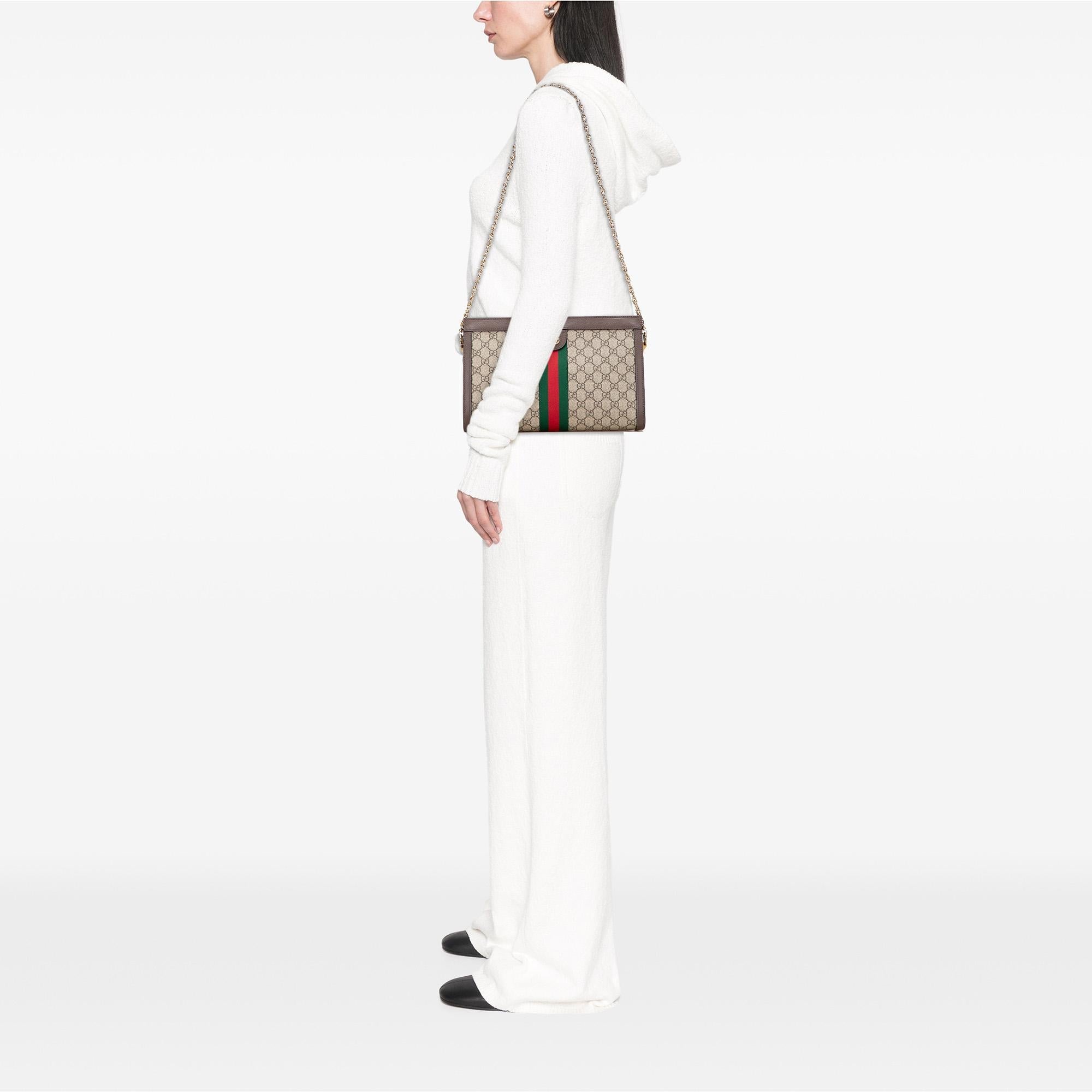 Gucci Medium GG Supreme Ophidia Web Chain Shoulder Bag