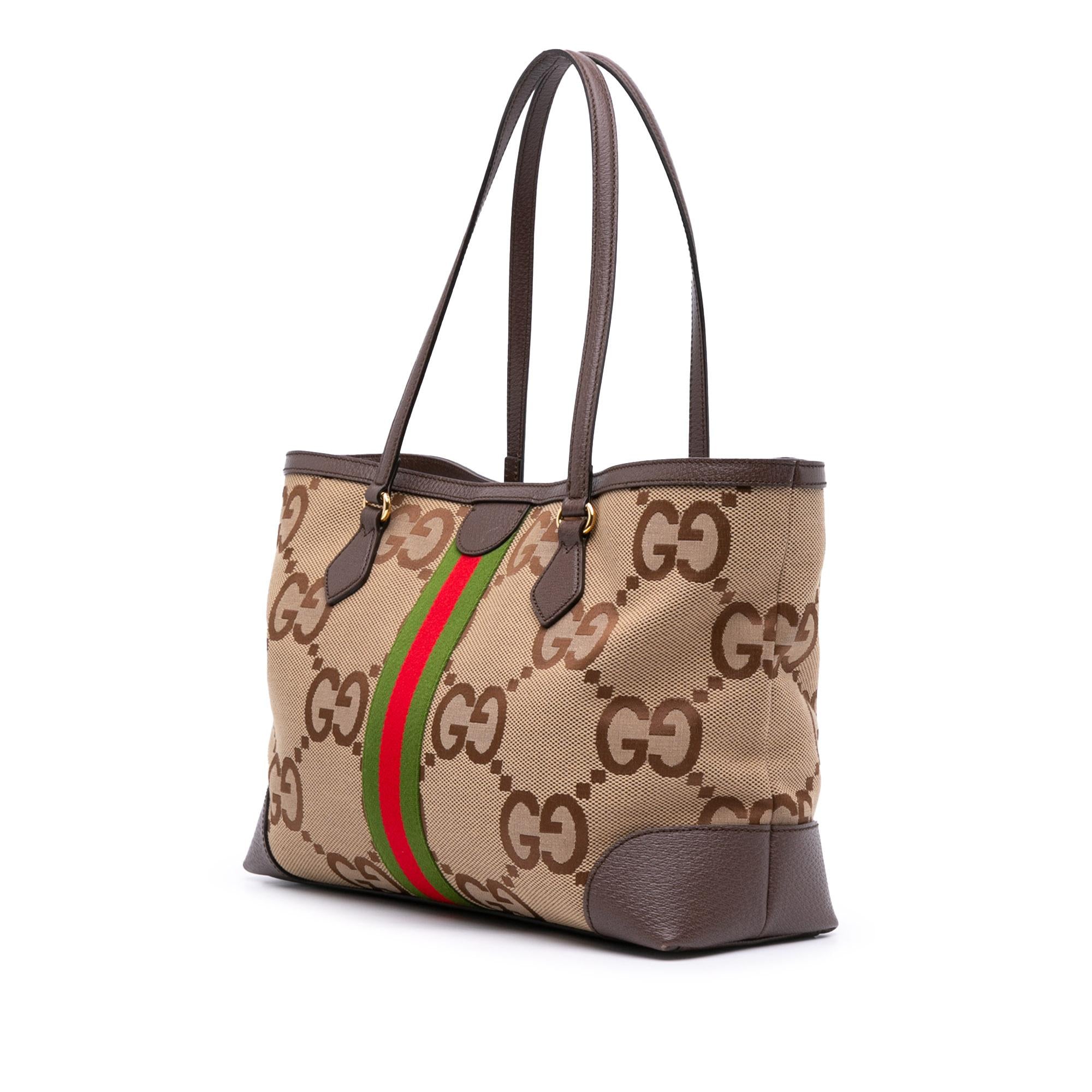 Gucci Medium Jumbo GG Canvas Web Ophidia Tote
