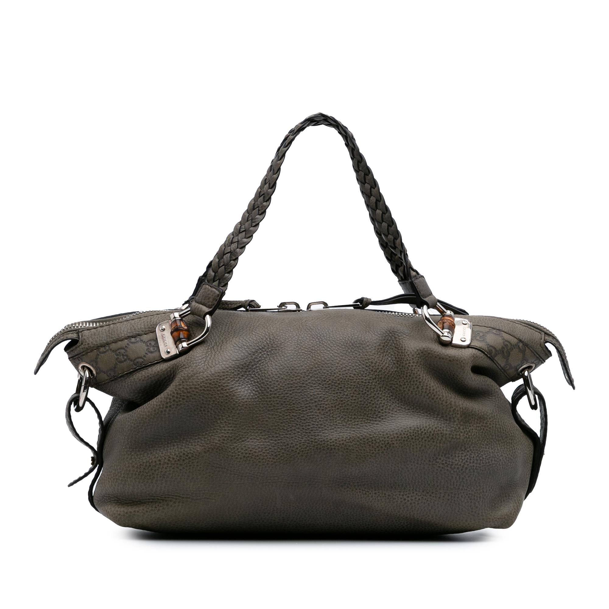 Gucci Medium Leather Bamboo Bar Tote