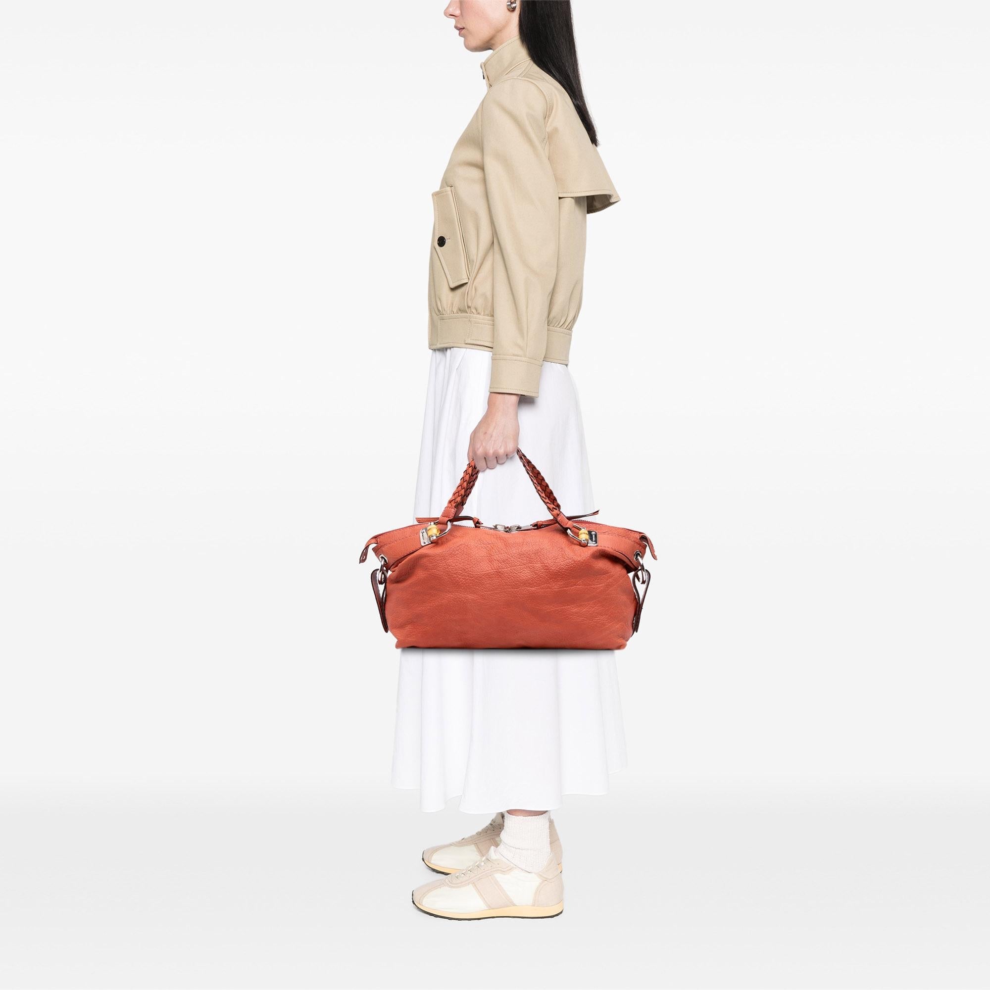 Gucci Medium Leather Bamboo Bar Tote