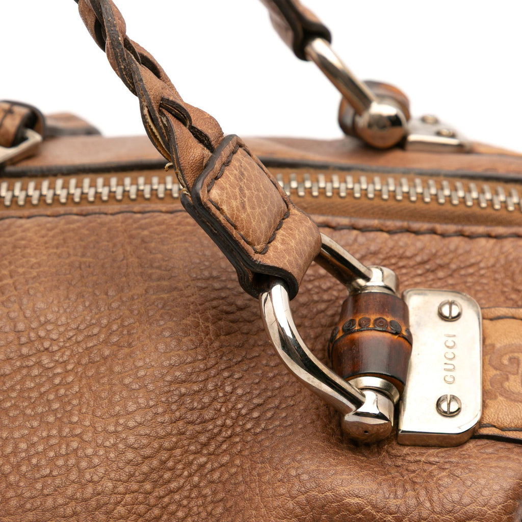Gucci Medium Leather Bamboo Bar Tote
