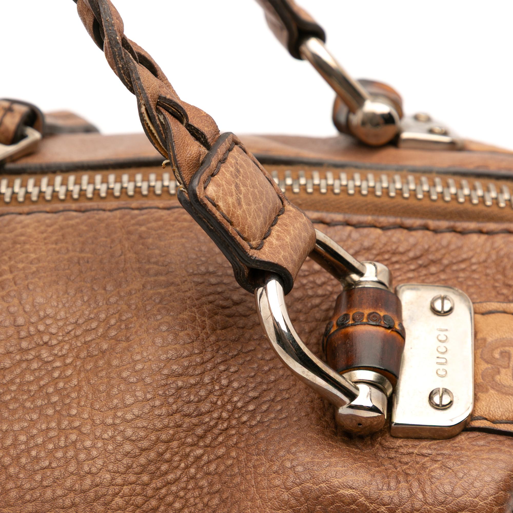 Gucci Medium Leather Bamboo Bar Tote