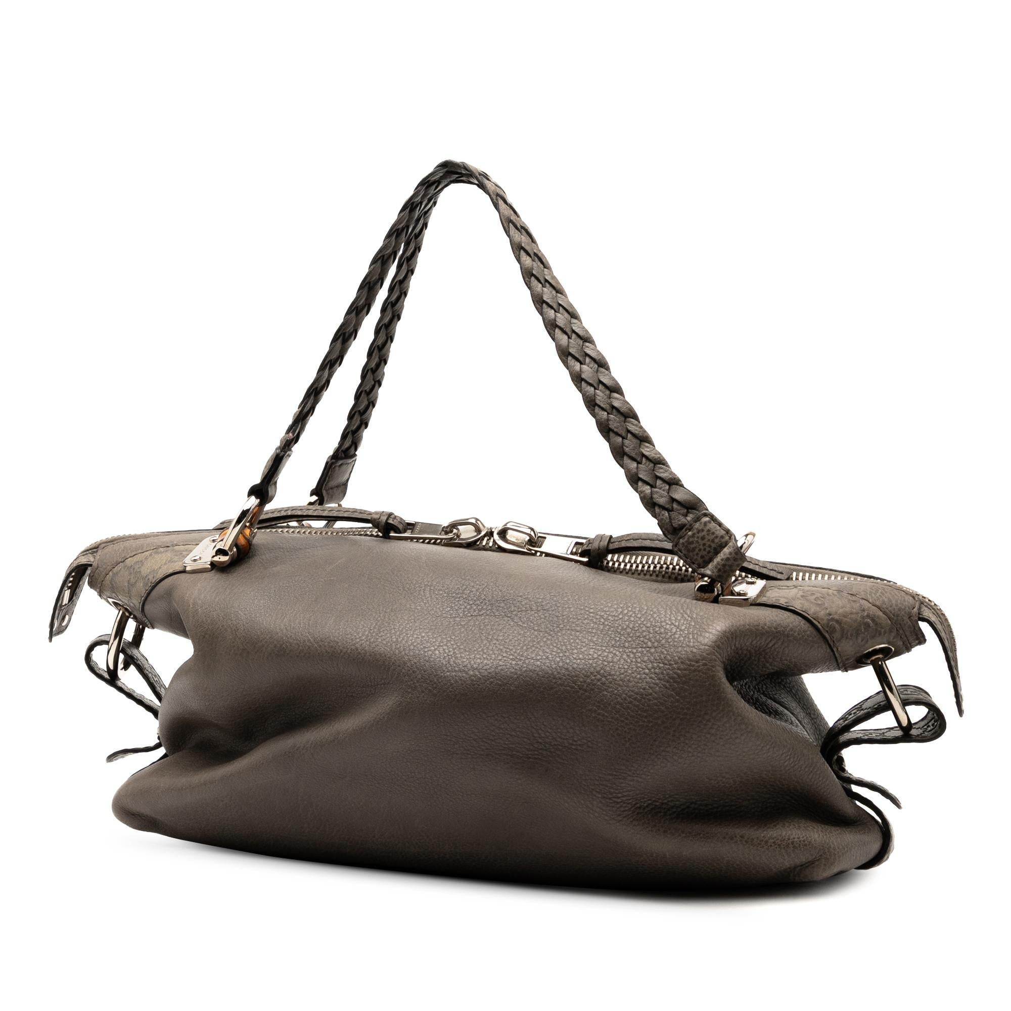 Gucci Medium Leather Bamboo Bar Tote