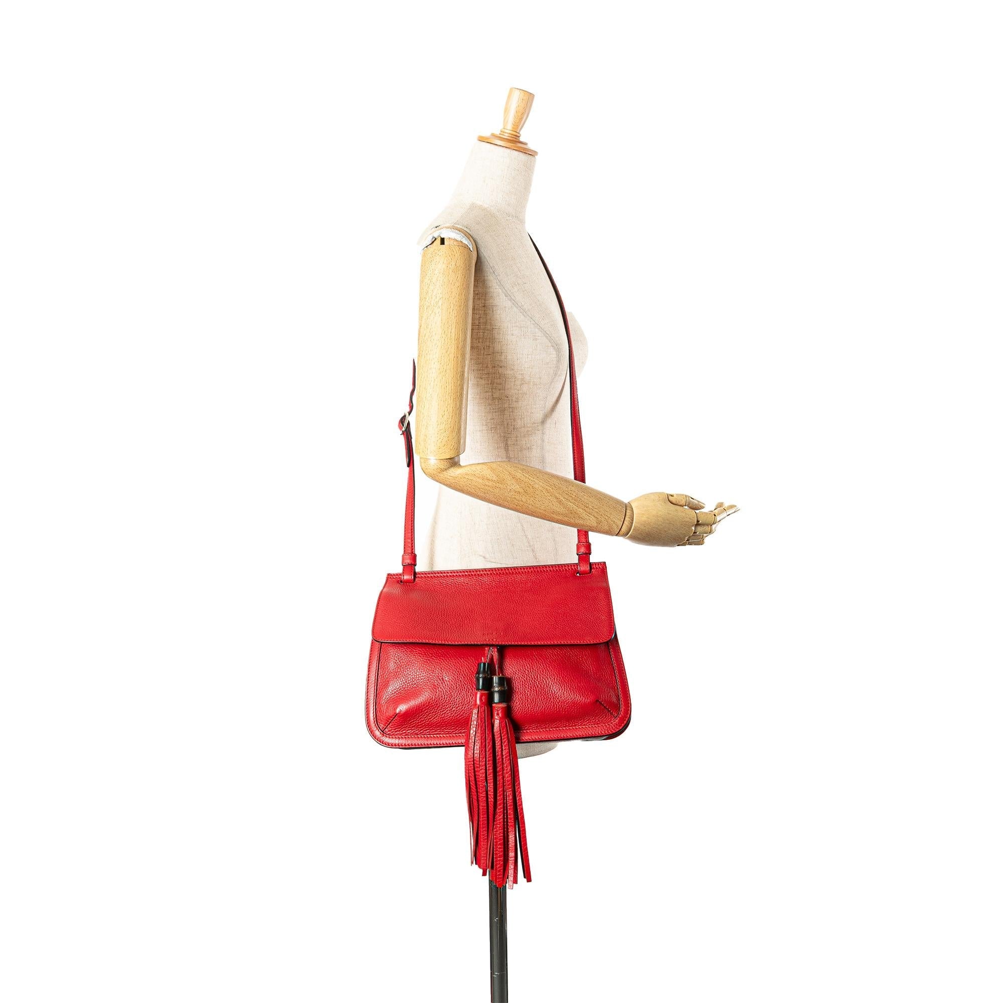 Gucci Medium Leather Bamboo Daily Crossbody