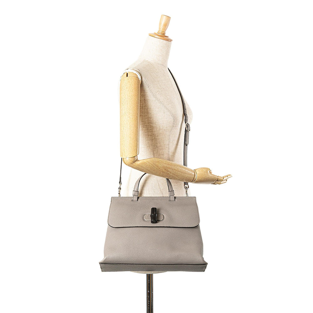 Gucci Medium Leather Bamboo Daily Satchel