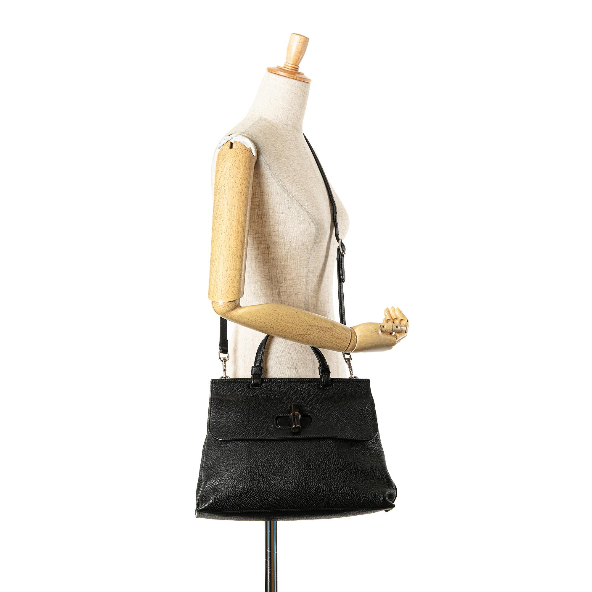 Gucci Medium Leather Bamboo Daily Satchel